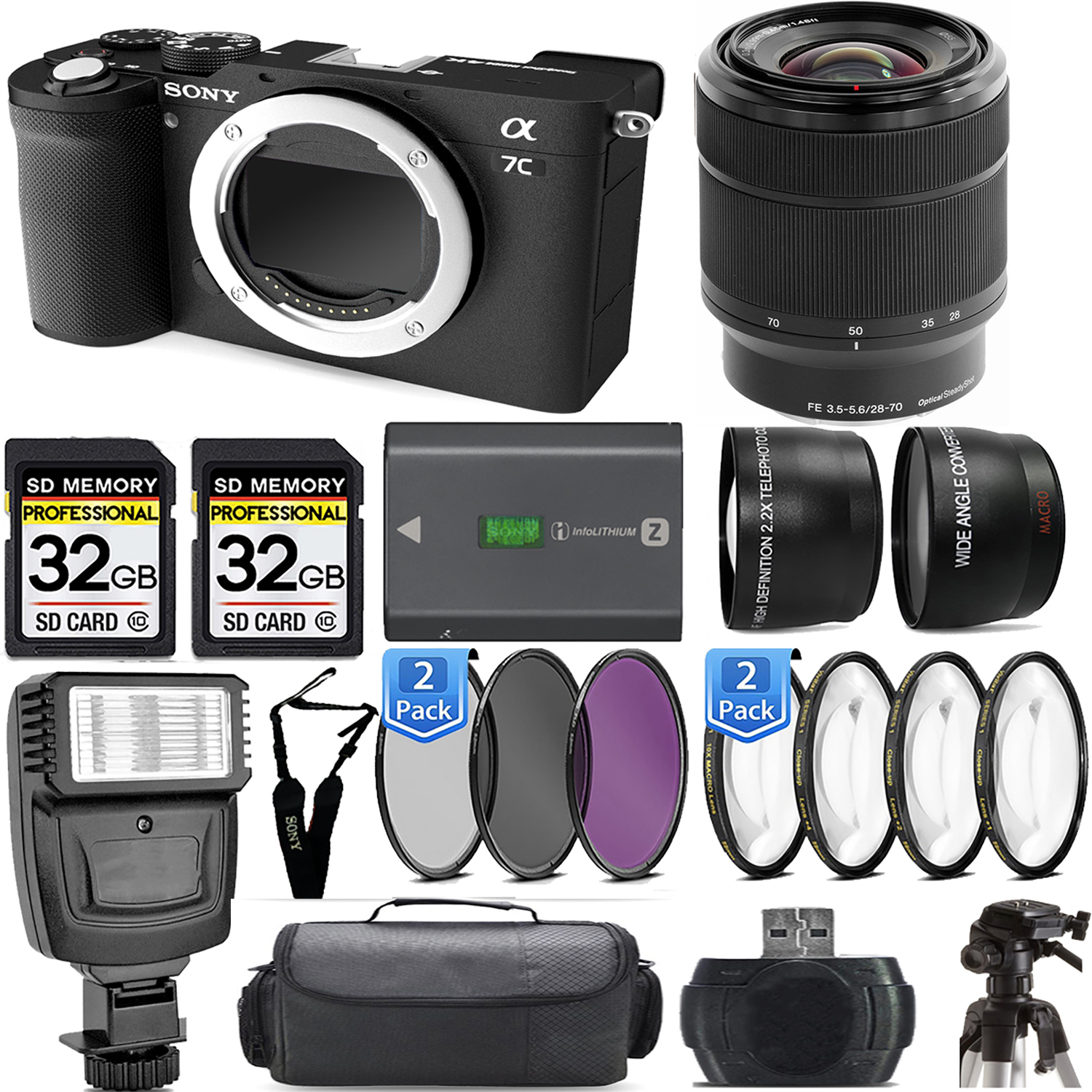 Alpha a7C Camera (Black) Camera + 28-70mm f/3.5-5.6 OSS Lens + Flash - Kit *FREE SHIPPING*
