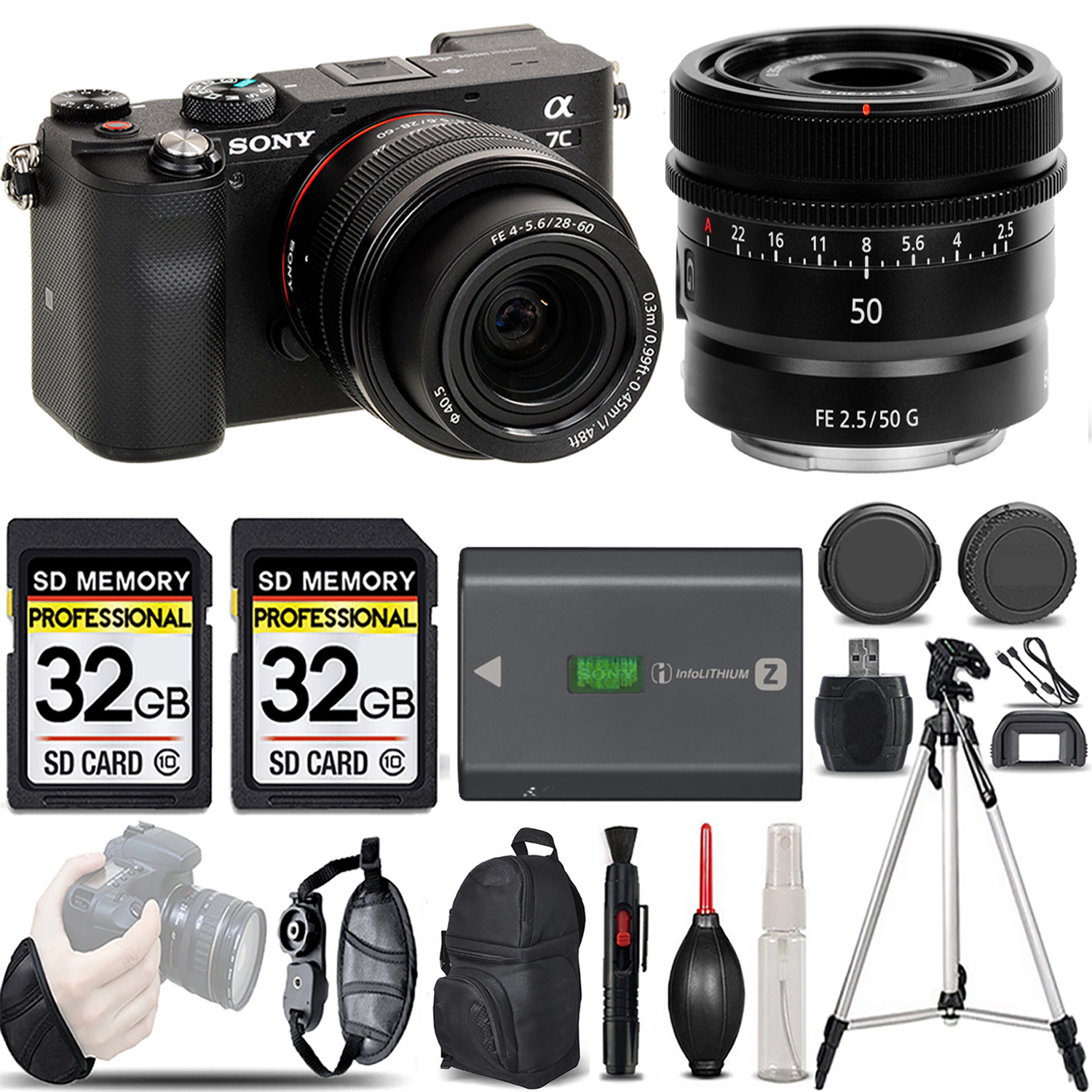 Alpha a7C Mirrorless Camera (Black) + 28-60mm Lens + 50mm Lens - LOADED KIT *FREE SHIPPING*
