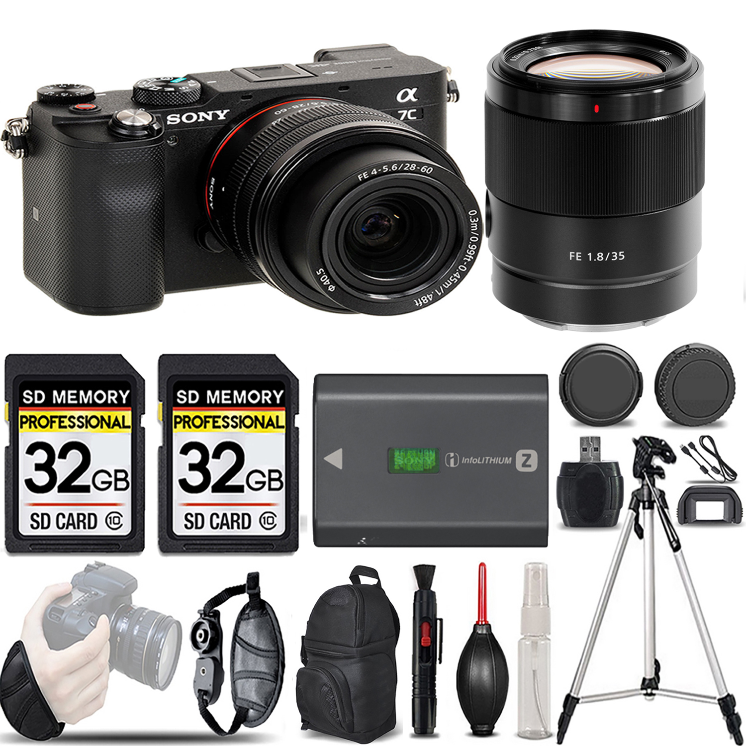 Alpha a7C Mirrorless Camera (Black) + 28-60mm Lens + 35mm Lens - LOADED KIT *FREE SHIPPING*