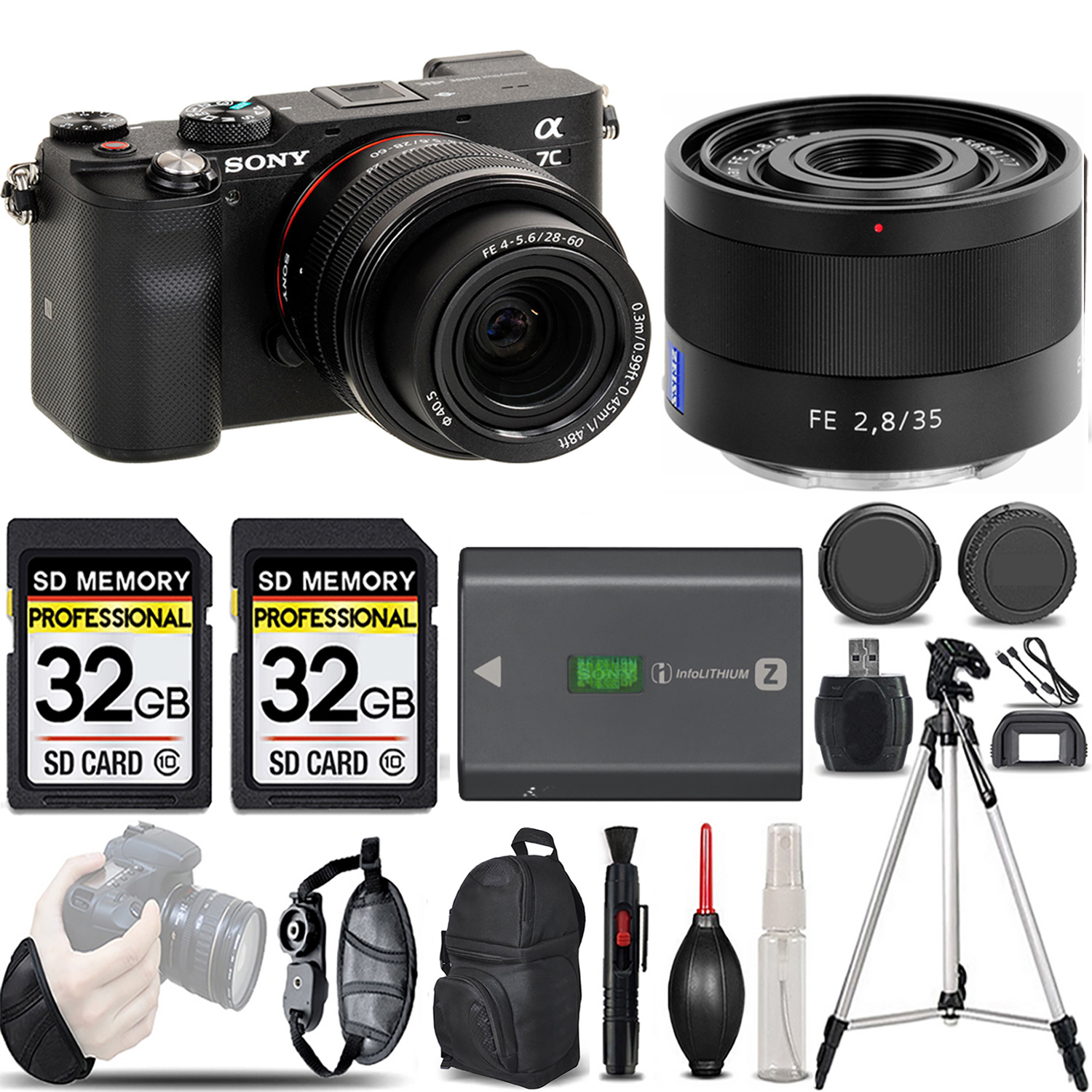 Alpha a7C Mirrorless Camera (Black) + 28-60mm Lens + 35mm f/2.8 ZA Lens - LOADED KIT *FREE SHIPPING*