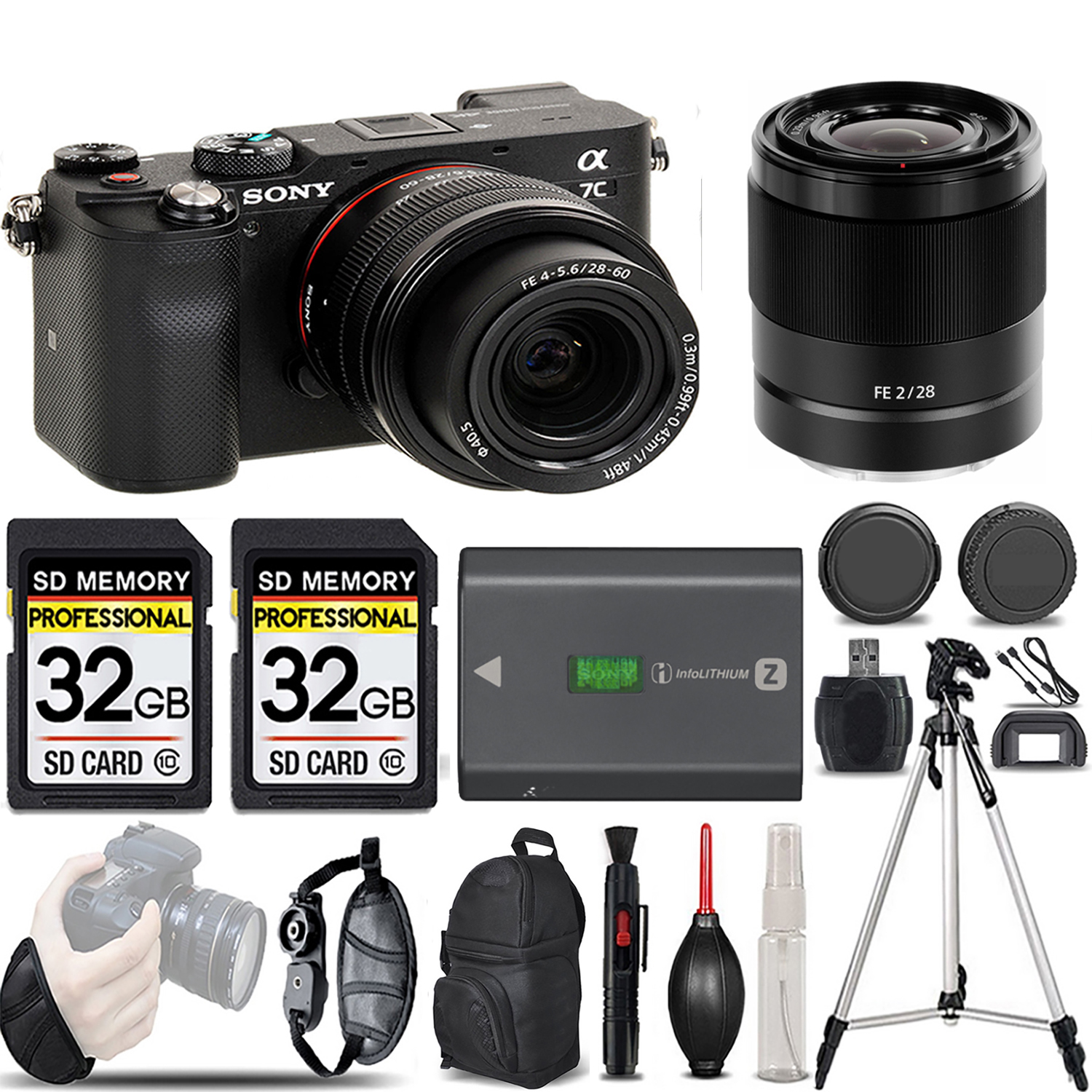 Alpha a7C Mirrorless Camera (Black) + 28-60mm Lens + 28mm f/2 Lens - LOADED KIT *FREE SHIPPING*