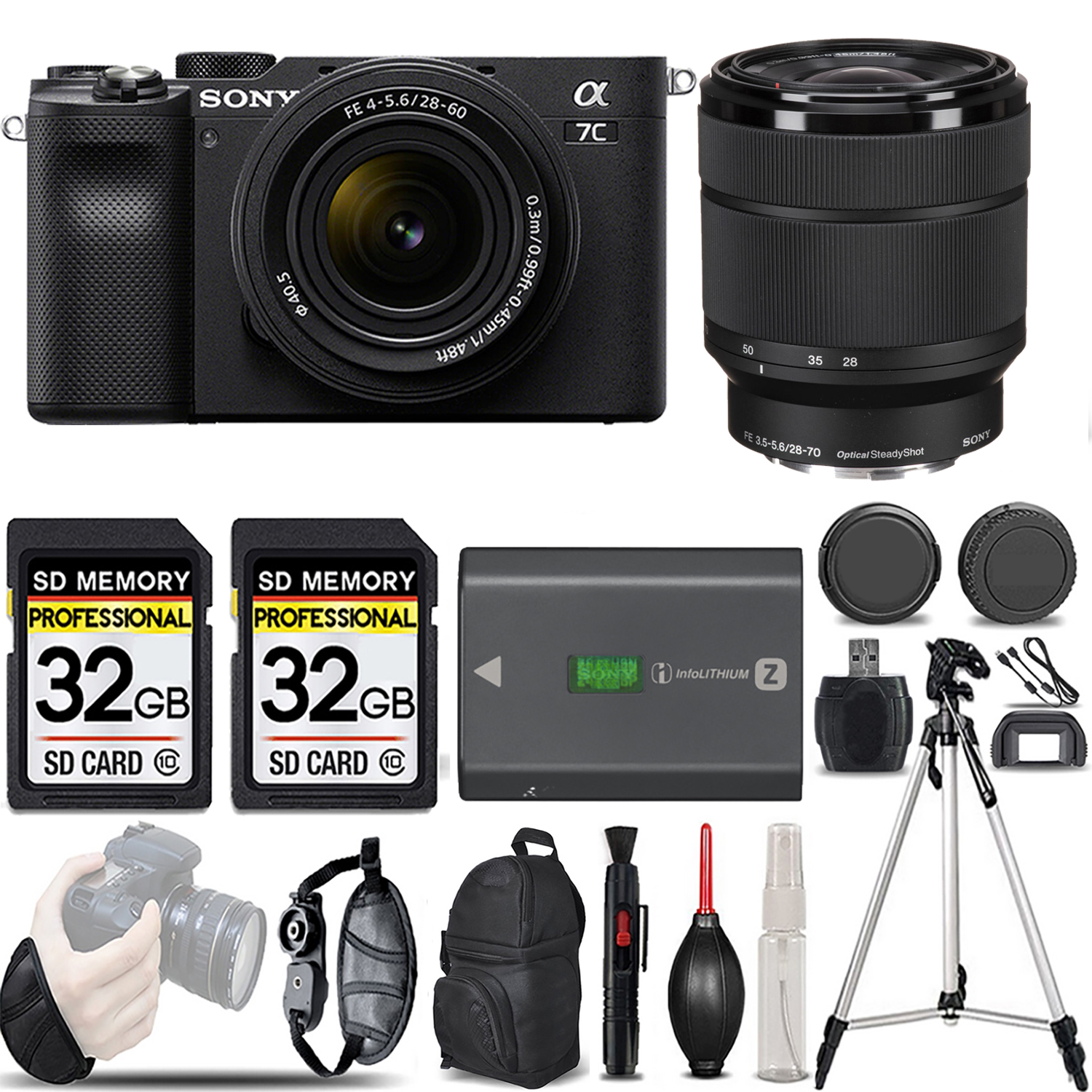 Alpha a7C Camera (Black) + 28-60mm Lens + 28-70mm f/3.5-5.6 OSS Lens - LOADED KIT *FREE SHIPPING*
