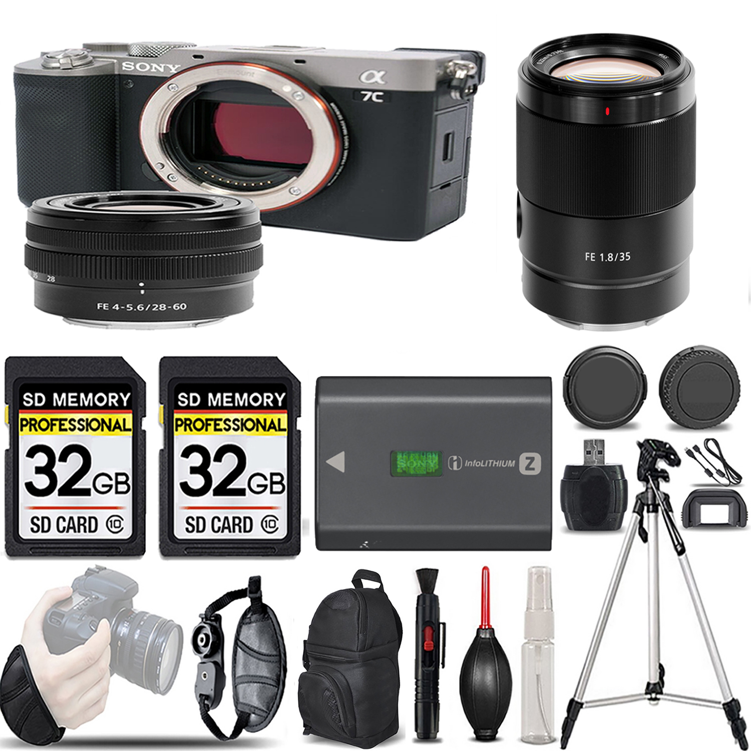 Alpha a7C Mirrorless Camera (Silver) + 28-60mm Lens + 35mm Lens - LOADED KIT *FREE SHIPPING*