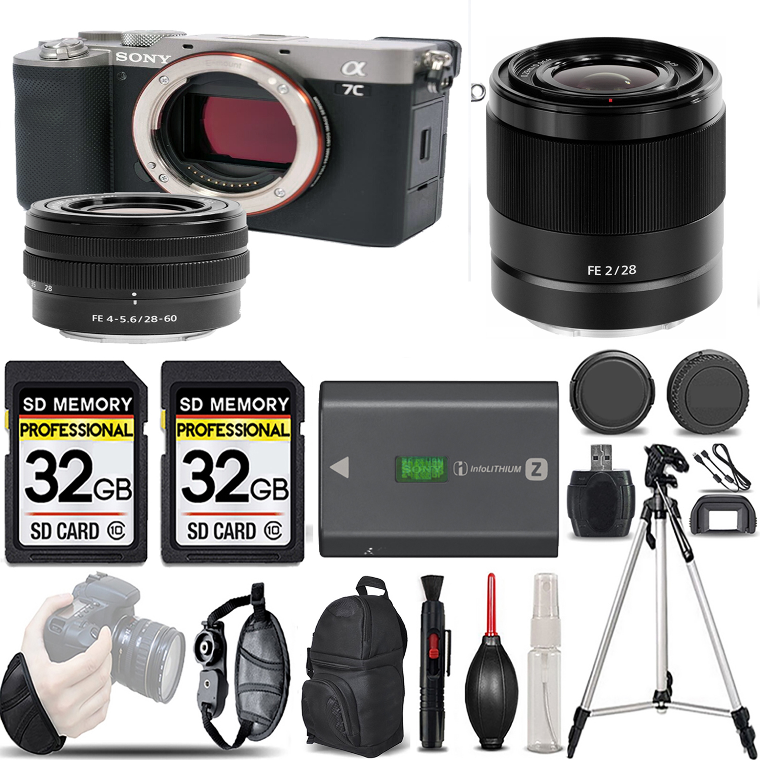 Alpha a7C Mirrorless Camera (Silver) + 28-60mm Lens + 28mm f/2 Lens - LOADED KIT *FREE SHIPPING*