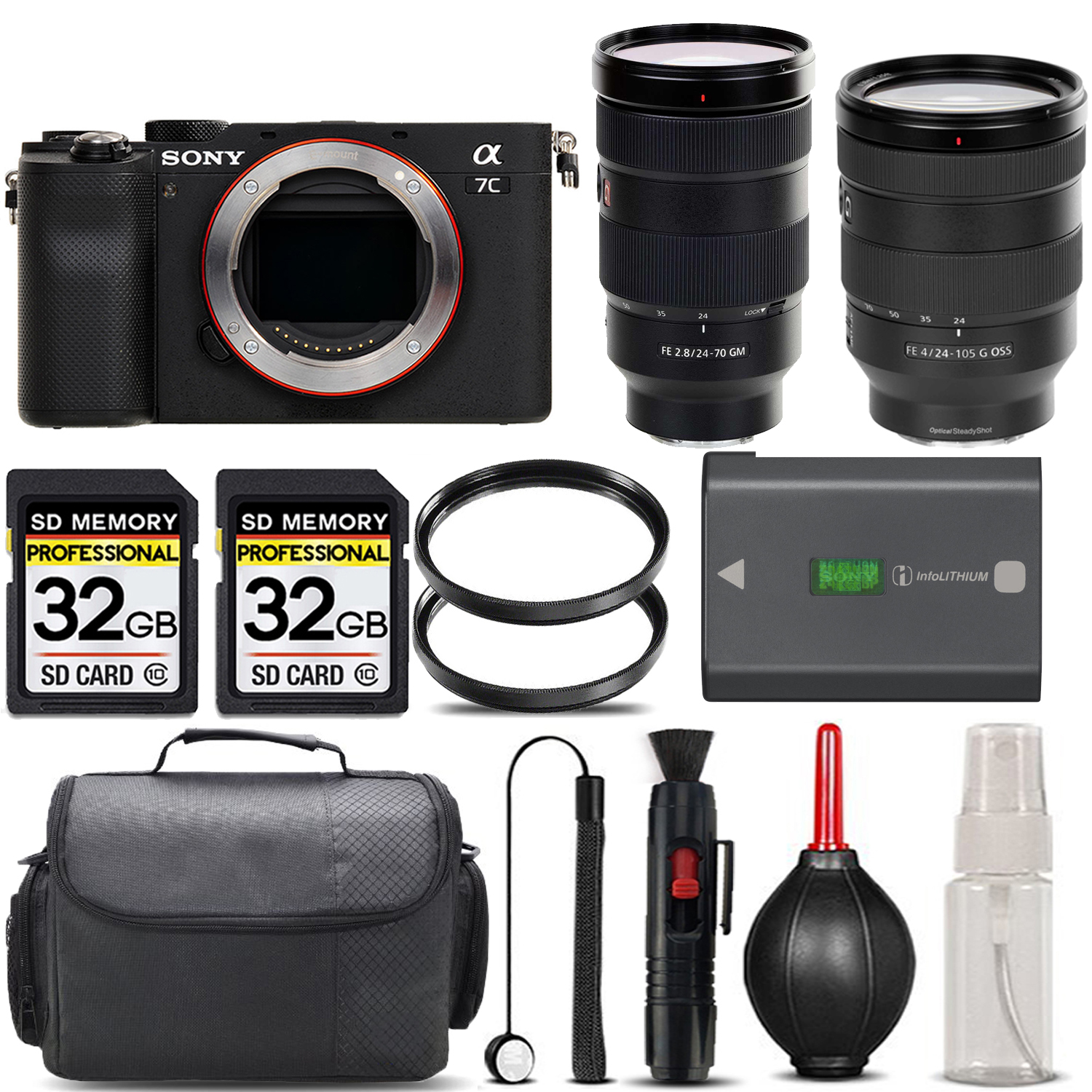 Alpha a7C Camera (Silver) + 70- 300mm Lens + 24-70mm Lens + Handbag - SAVE BIG KIT *FREE SHIPPING*