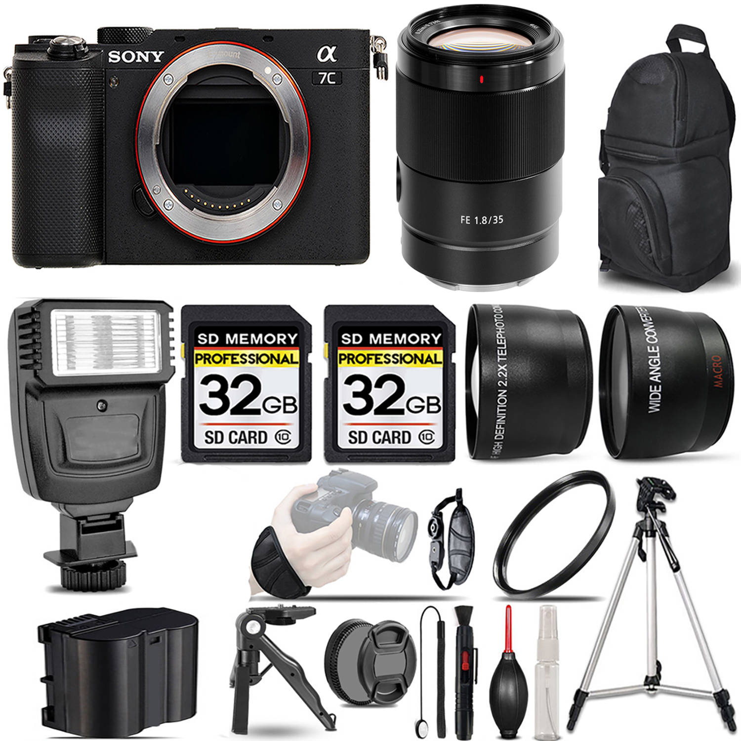 Alpha a7C Camera (Silver) + 35mm Lens + Flash + Bag + UV Filter & More! *FREE SHIPPING*