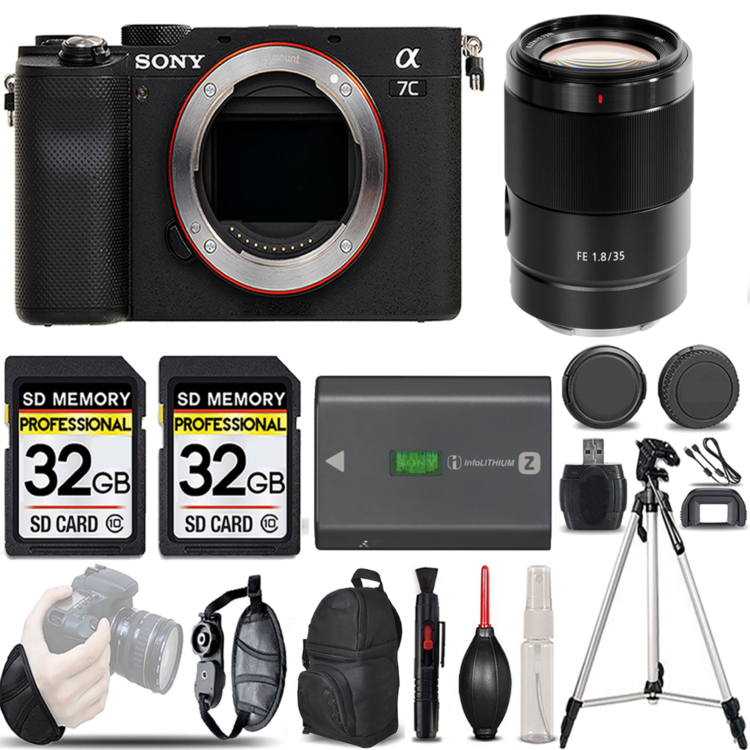 Alpha a7C Camera (Silver) + 35mm Lens + Extra Battery + Bag + 64Gb & More! *FREE SHIPPING*