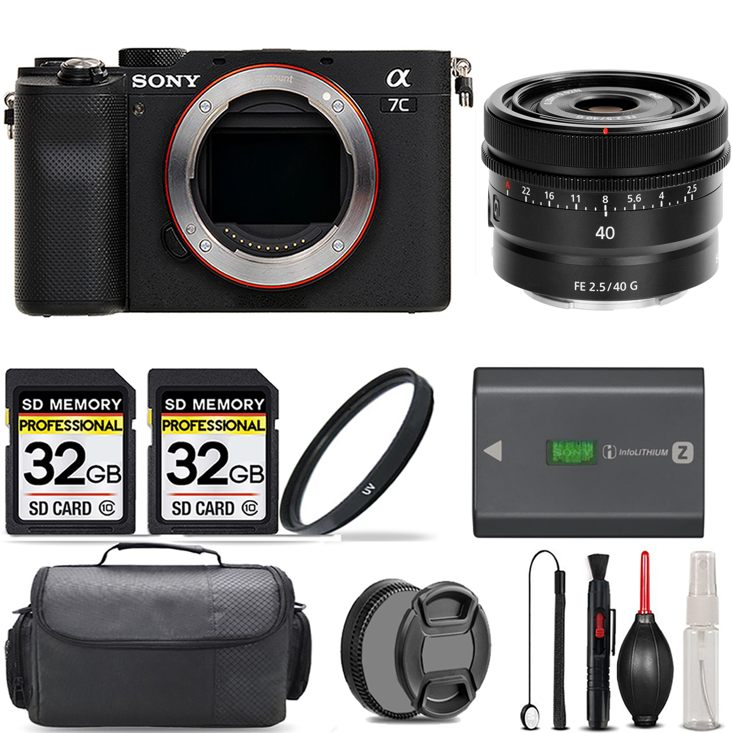 Alpha a7C Camera (Silver) + 40mm G Lens + UV Filter + 64GB + Handbag & More! *FREE SHIPPING*