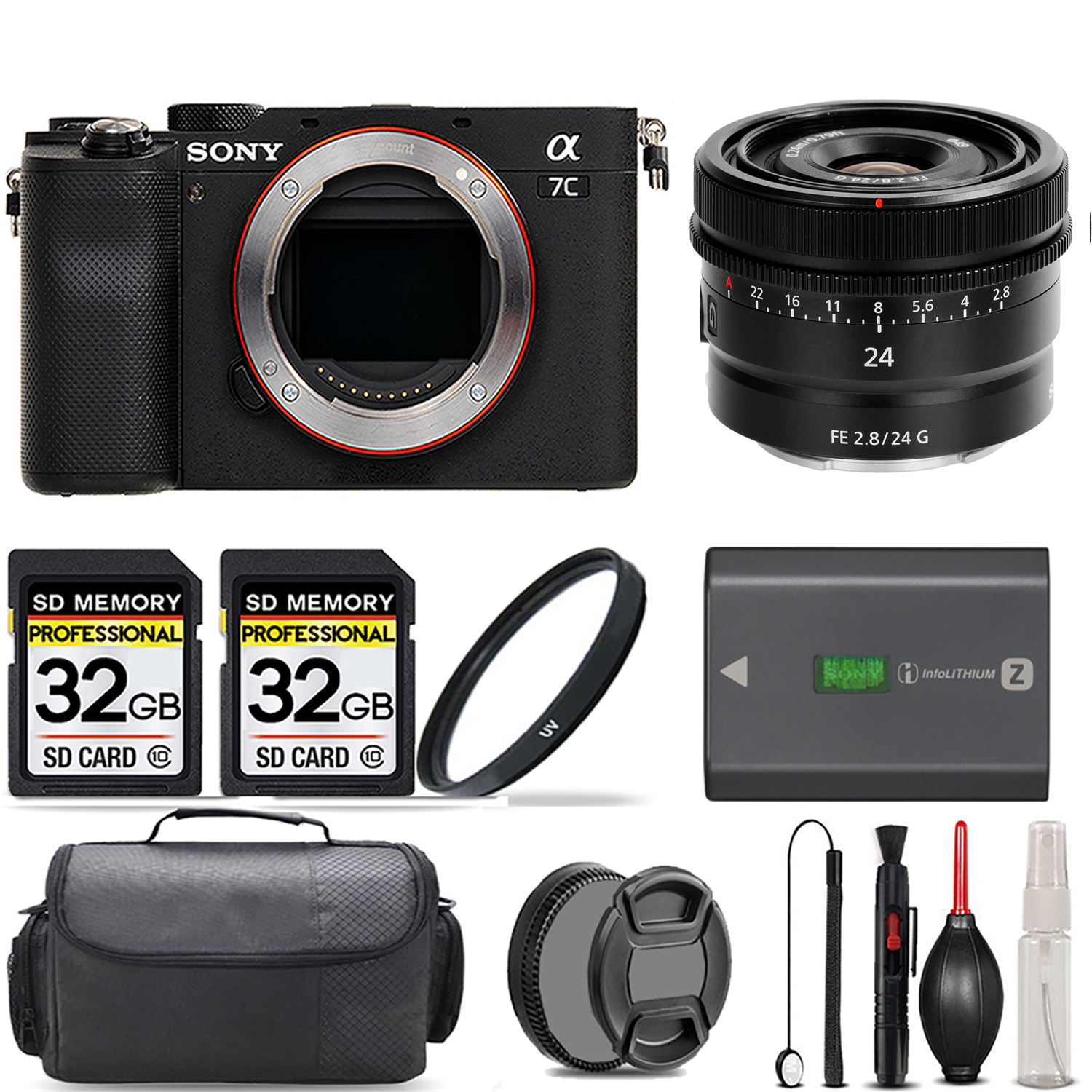 Alpha a7C Camera (Silver) + 24mm G Lens + UV Filter + 64GB + Handbag & More! *FREE SHIPPING*