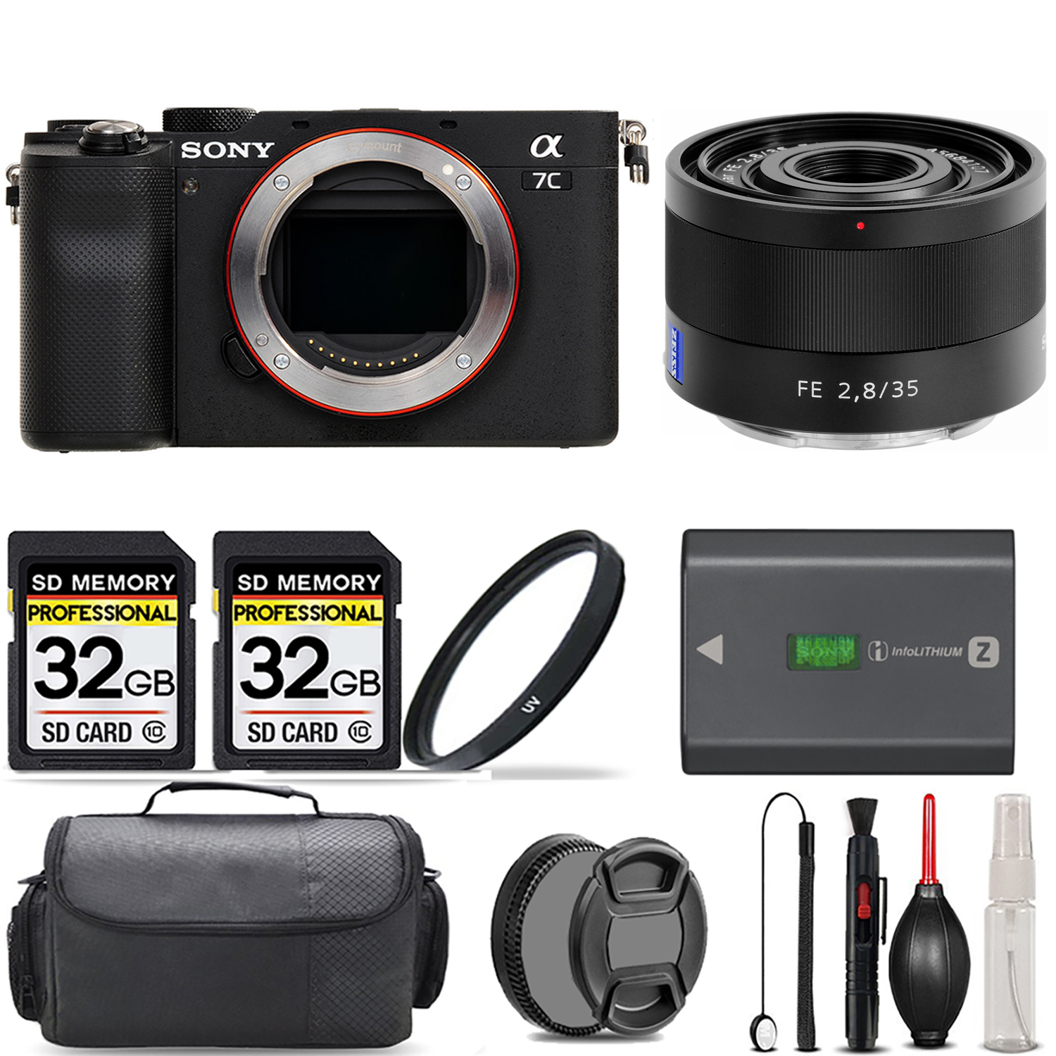 Alpha a7C Camera (Silver) + 35mm f/2.8 Lens + UV Filter + 64GB + Handbag & More! *FREE SHIPPING*