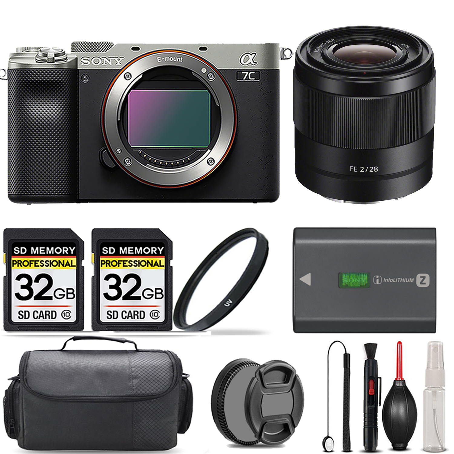 a7C Camera (Silver) + 28mm f/2 Lens + UV Filter + 64GB + Handbag And More! *FREE SHIPPING*