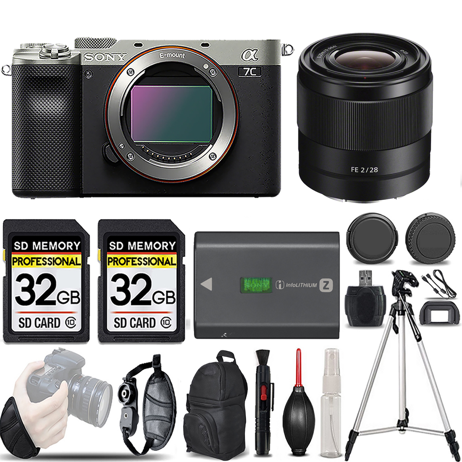 a7C Camera (Silver)  +28mm f/2 Lens +Extra Battery+ 64GB -Basic Kit *FREE SHIPPING*