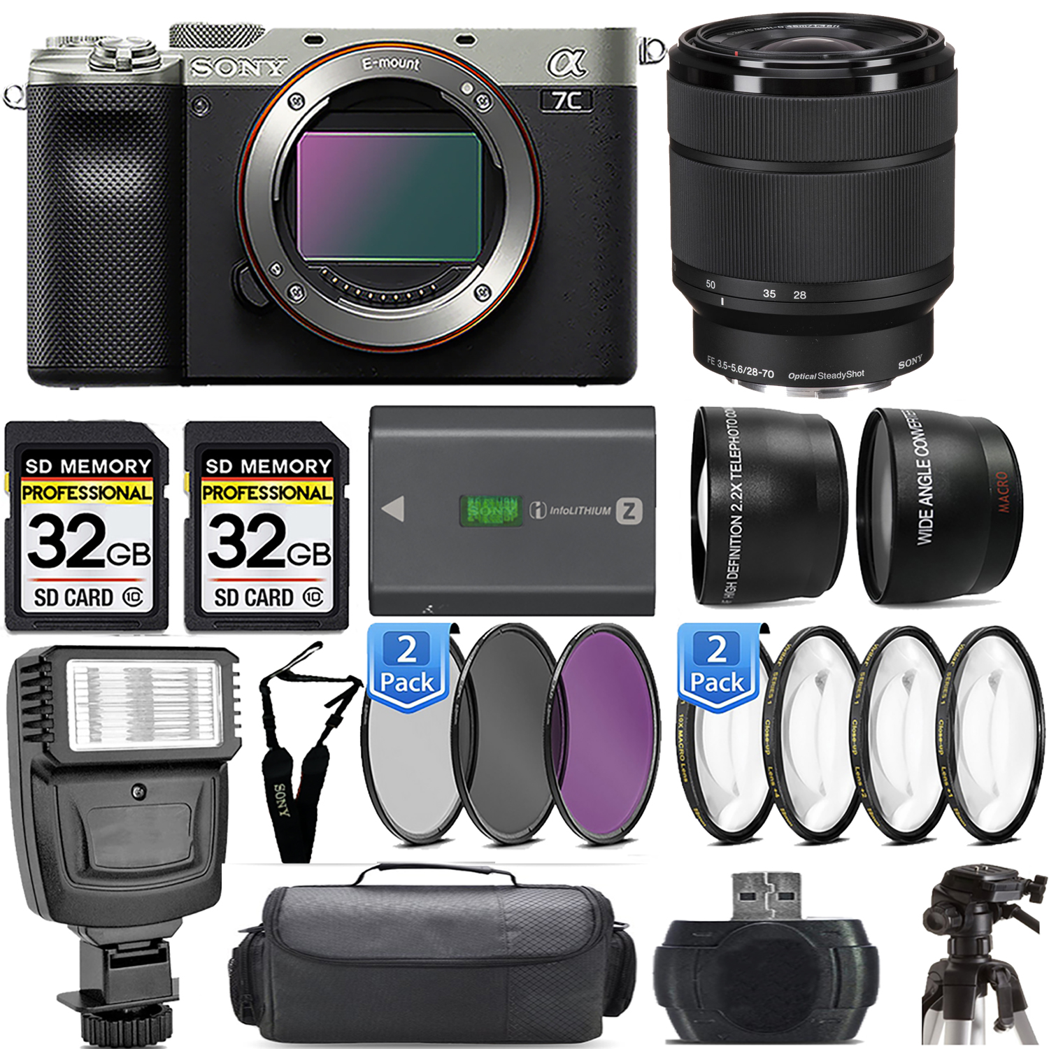 Alpha a7C Camera (Silver) + 28-70mm f/3.5-5.6 OSS Lens + Flash - Kit *FREE SHIPPING*