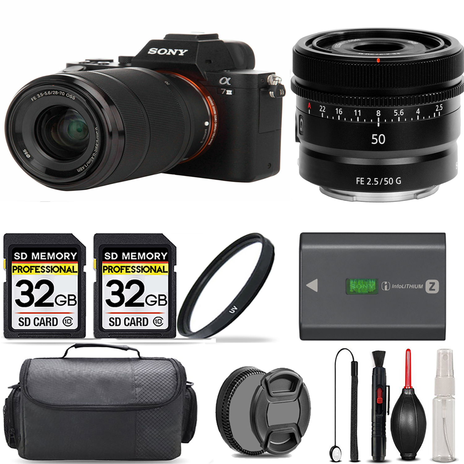 a7 III  Camera + 28-70mm Lens + 50mm Lens + UV Filter + 64GB + Handbag & More! *FREE SHIPPING*