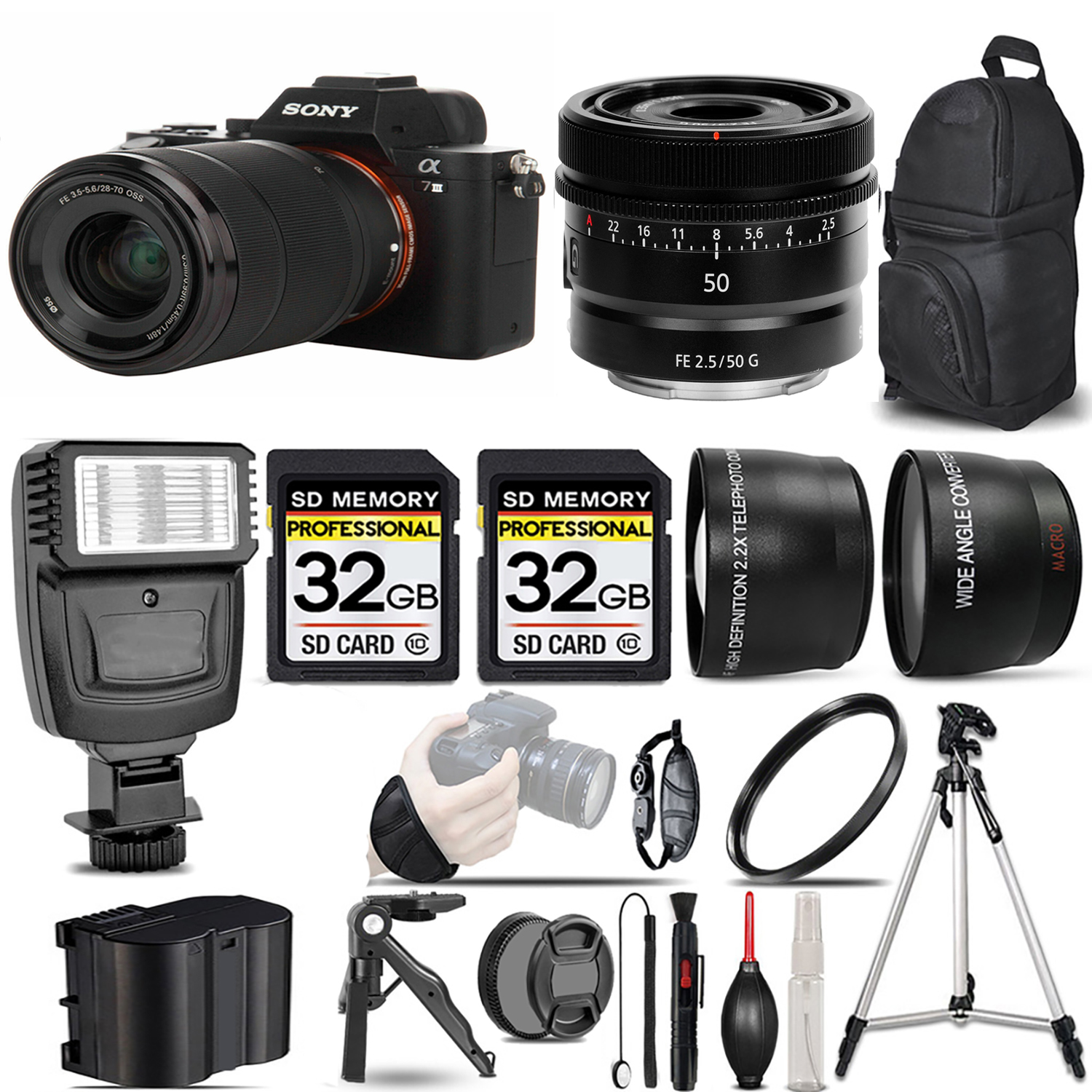 a7 III Mirrorless Camera + 28-70mm Lens + 50mm Lens + Flash + 64GB - Kit *FREE SHIPPING*
