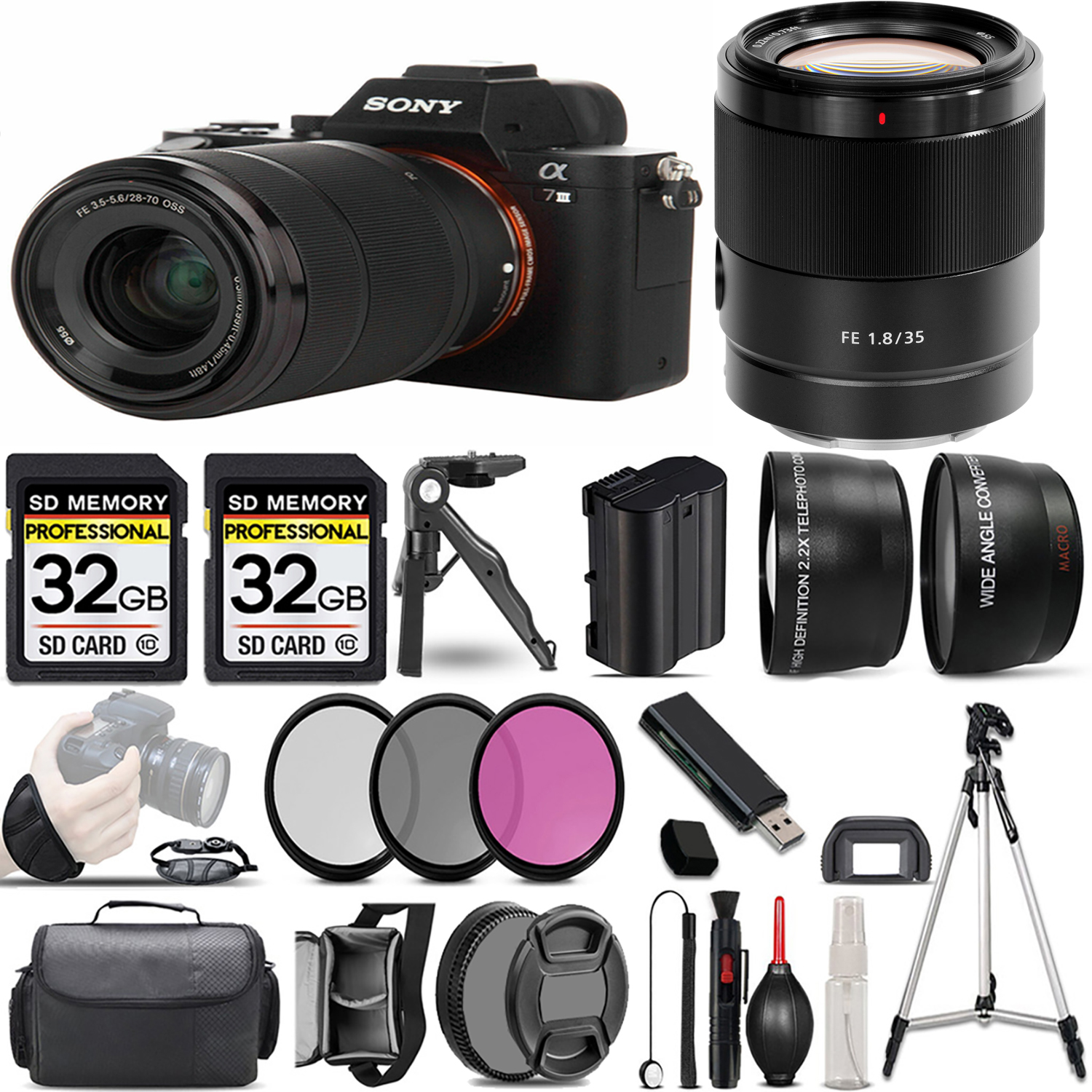 a7 III  Camera + 28-70mm Lens + 35mm Lens + 3 Piece Filter Set + 64GB + Bag & More! *FREE SHIPPING*