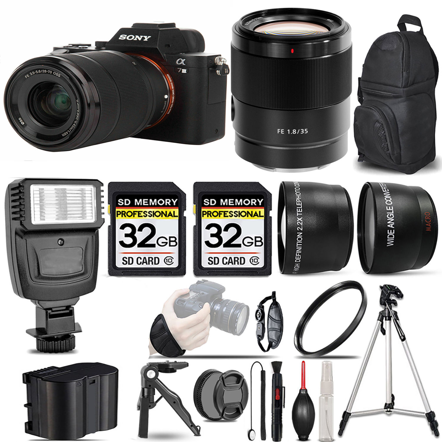 a7 III  Camera + 28-70mm Lens + 35mm Lens + Flash + Bag + UV Filter & More! *FREE SHIPPING*