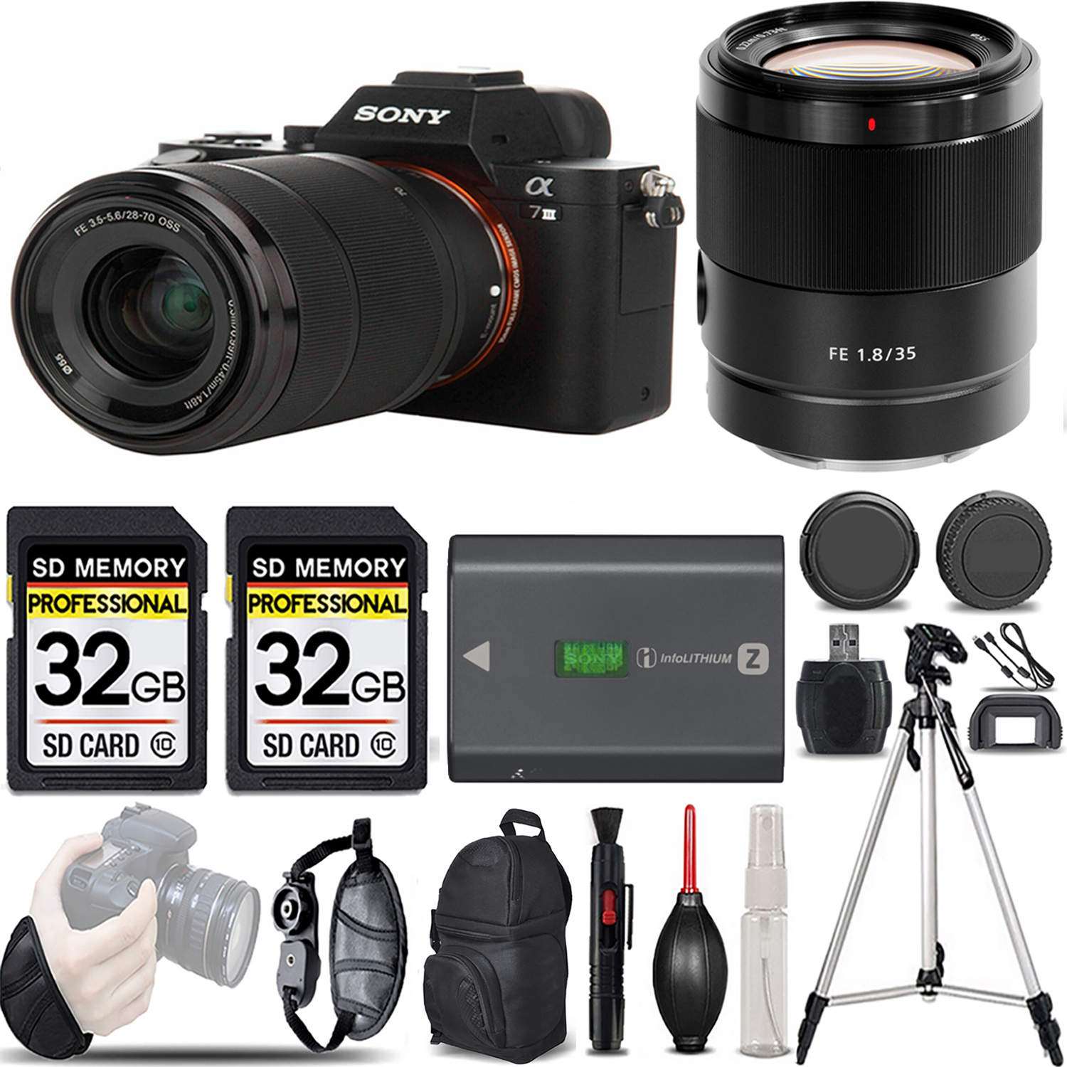 a7 III  Camera + 28-70mm Lens + 35mm Lens + Extra Battery + Bag + 64Gb & More! *FREE SHIPPING*