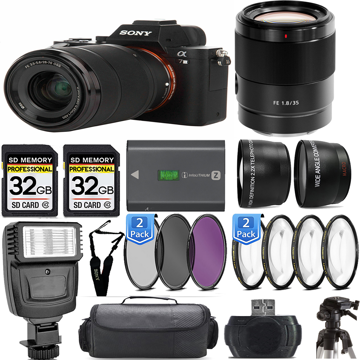 a7 III  Camera + 28-70mm Lens + 35mm Lens + Extra Battery + Macro Set - Mega Kit *FREE SHIPPING*