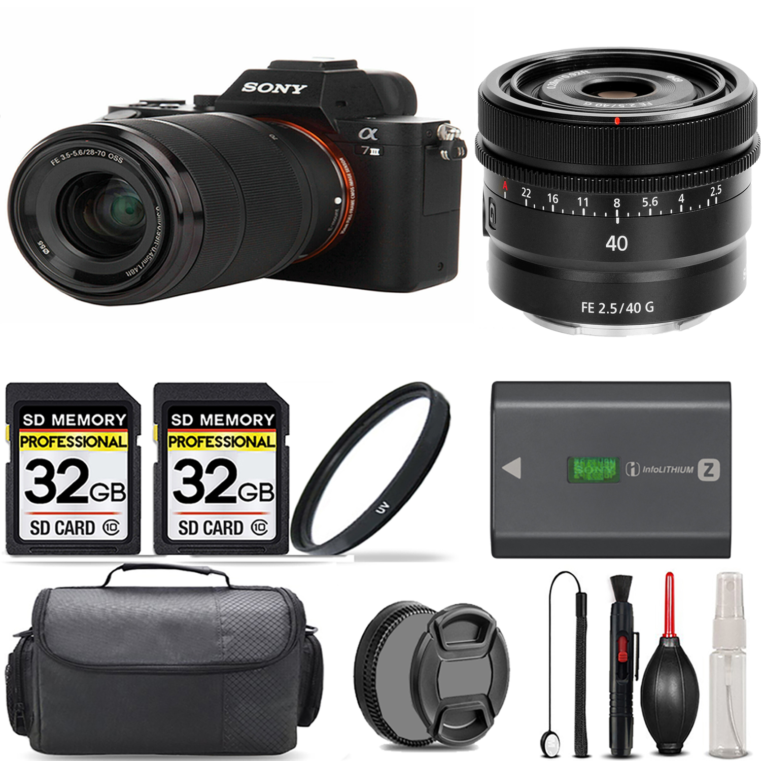 a7 III  Camera + 28-70mm Lens + 40mm G Lens + UV Filter + 64GB + Handbag & More! *FREE SHIPPING*