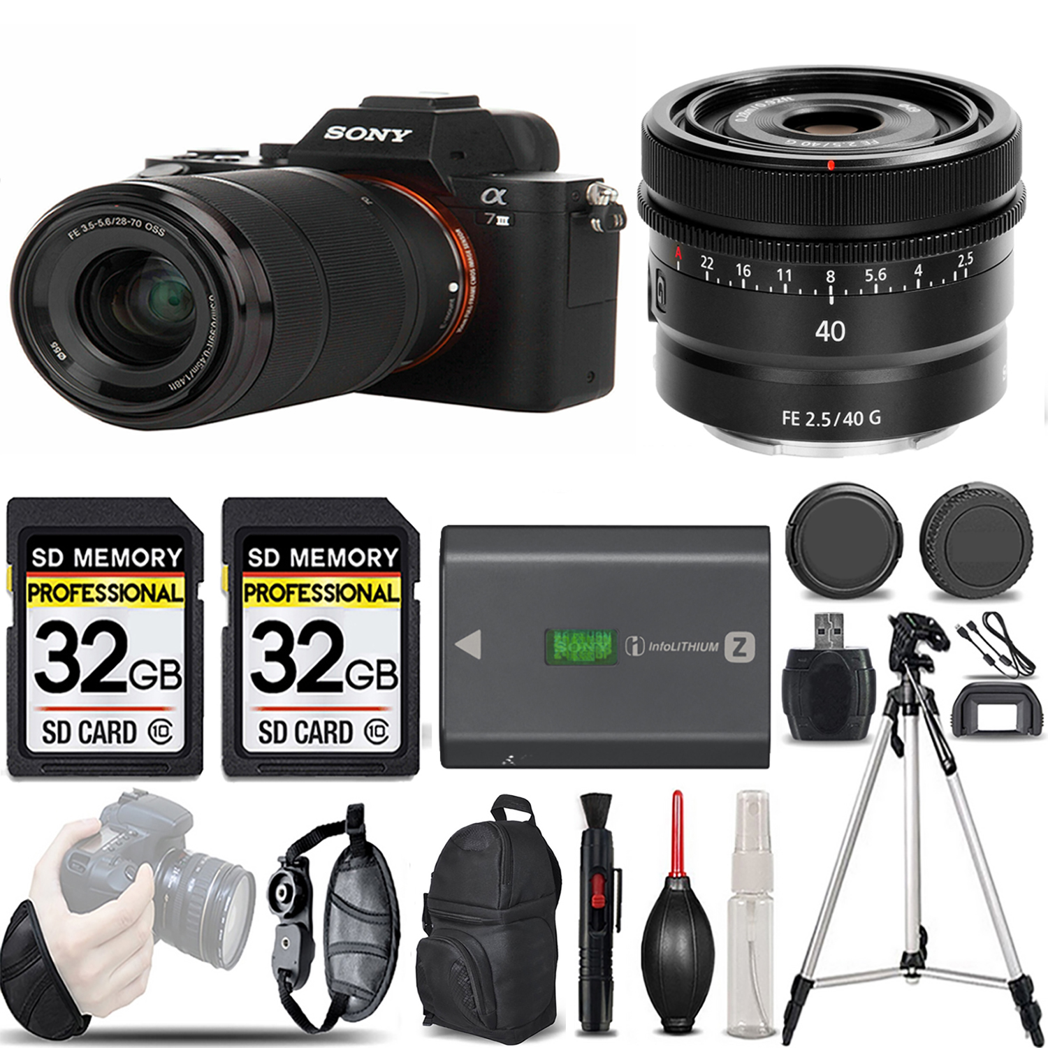 a7 III  Camera + 28-70mm Lens + 40mm Lens + Extra Battery + 64GB -Basic Kit *FREE SHIPPING*