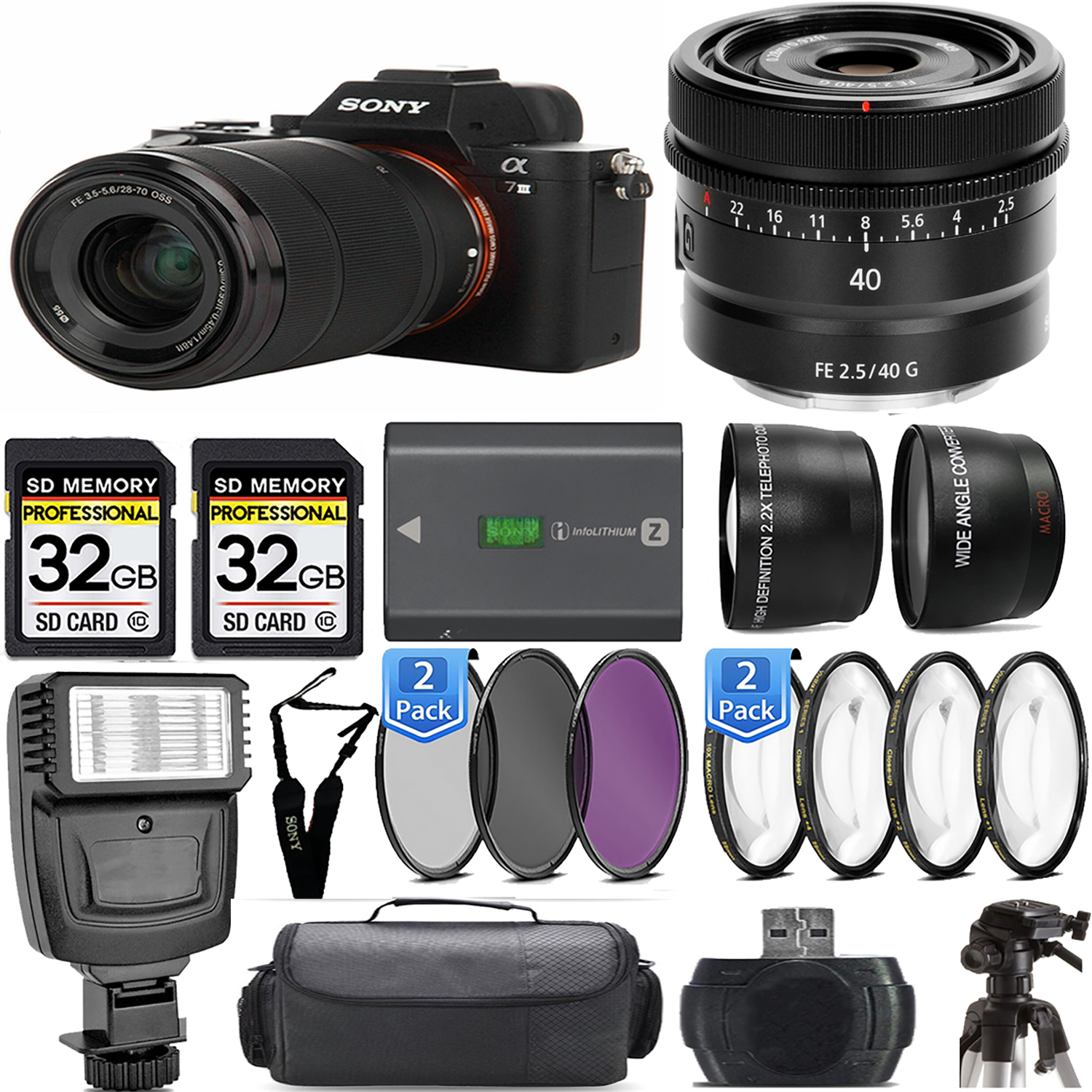 a7 III  Camera + 28-70mm Lens + 40mm Lens + Extra Battery + Macro Set - Mega Kit *FREE SHIPPING*