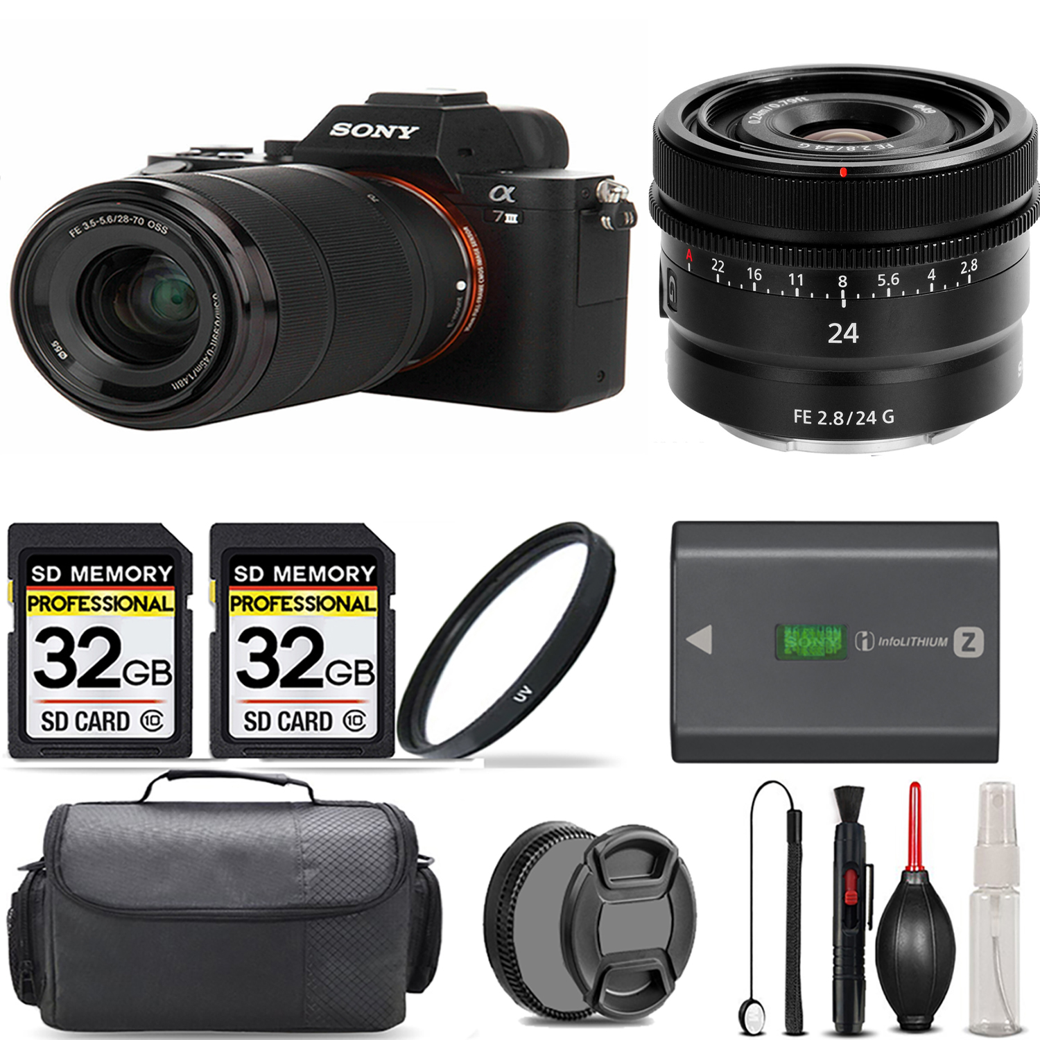 a7 III  Camera + 28-70mm Lens + 24mm G Lens + UV Filter + 64GB + Handbag & More! *FREE SHIPPING*