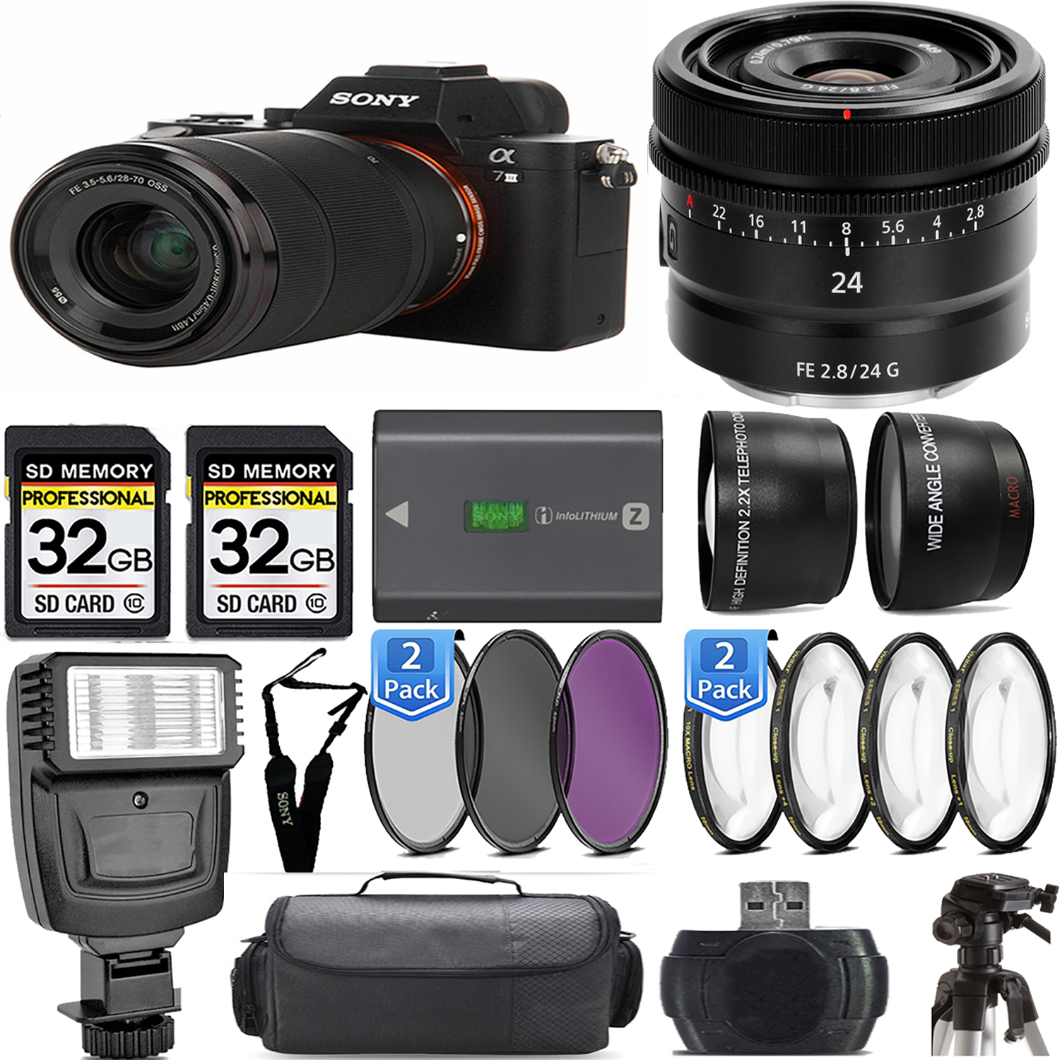 a7 III  Camera + 28-70mm Lens + 24mm Lens + Extra Battery + Macro Set - Mega Kit *FREE SHIPPING*