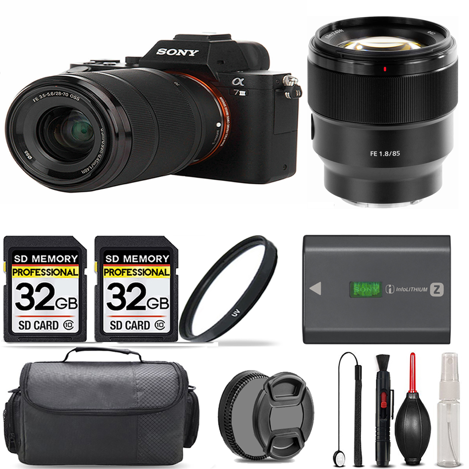 a7 III  Camera + 28-70mm Lens + 85mm Lens + UV Filter + 64GB + Handbag & More! *FREE SHIPPING*