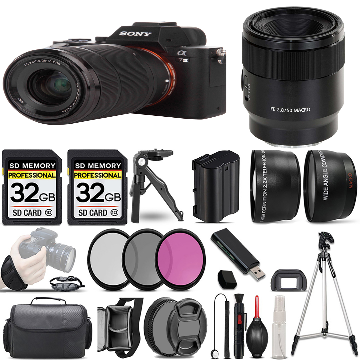 a7 III  Camera + 28-70mm Lens + 50mm Macro Lens + 3 Piece Filter Set + 64GB -Basic Kit *FREE SHIPPING*