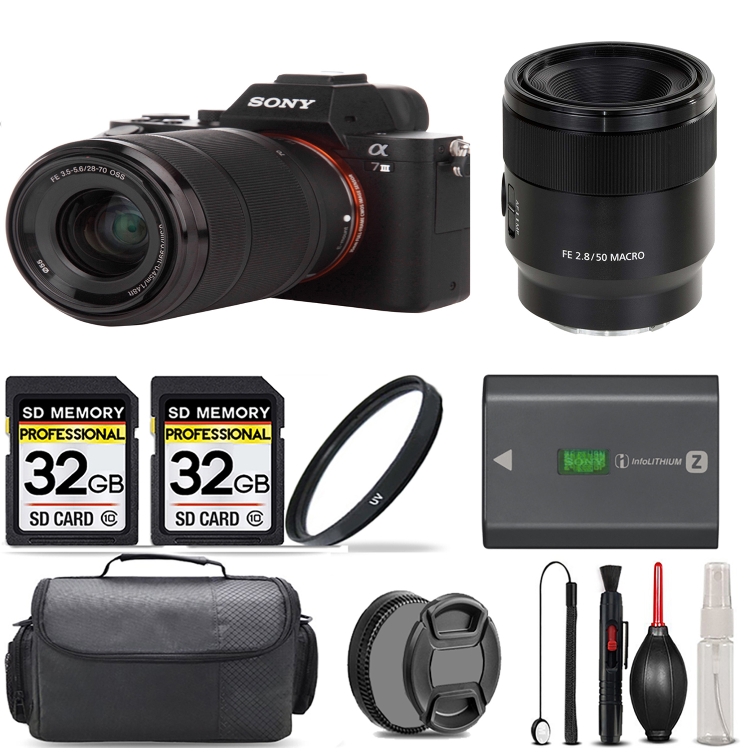 a7 III  Camera + 28-70mm Lens + 50mm Macro Lens + UV Filter + 64GB & More! *FREE SHIPPING*