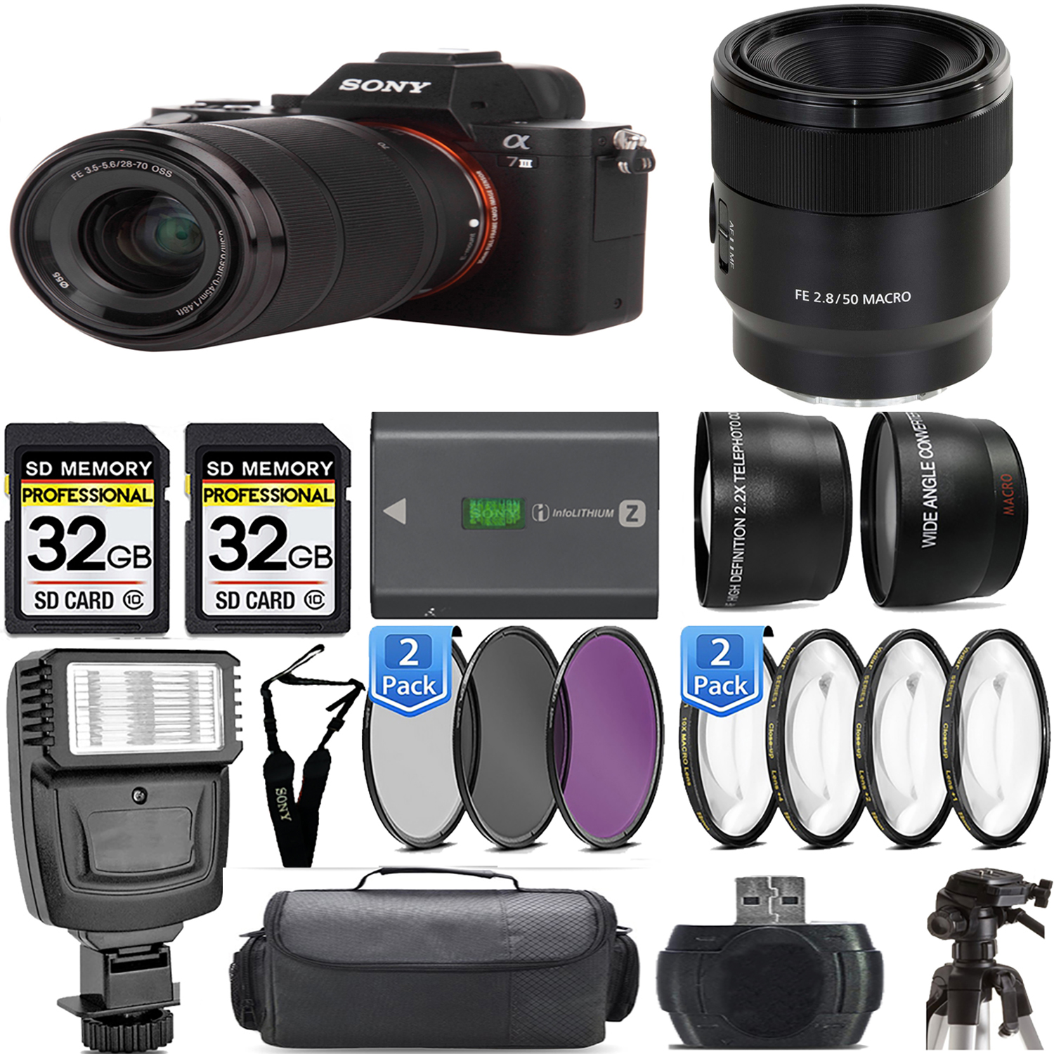 a7 III  Camera + 28-70mm Lens + 50mm Macro Lens + Extra Battery - Mega Kit *FREE SHIPPING*
