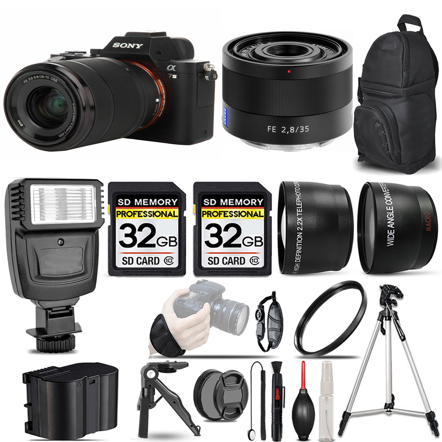 a7 III  Camera + 28-70mm Lens + 35mm f/2.8 ZA Lens + Flash + 64GB + UV Filter *FREE SHIPPING*