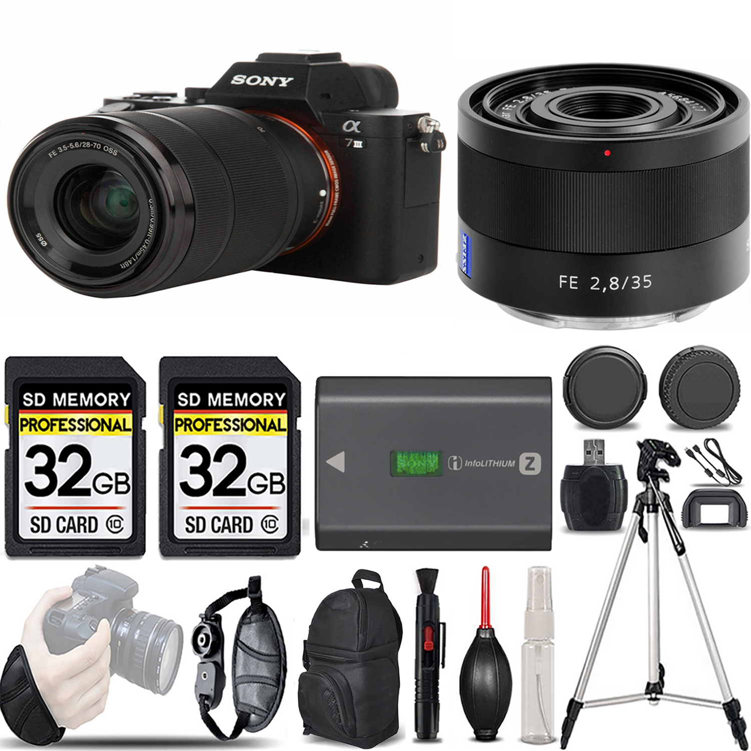 a7 III  Camera + 28-70mm Lens + 35mm f/2.8 ZA Lens + Extra Battery + 64GB - Kit *FREE SHIPPING*