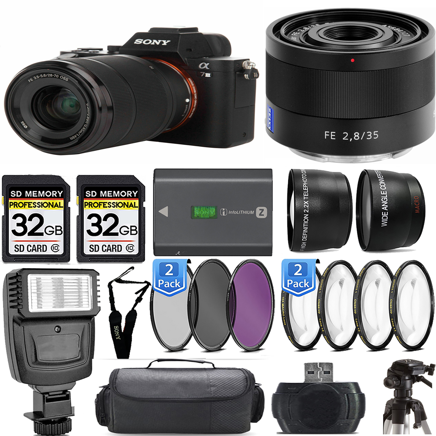 a7 III  Camera + 28-70mm Lens + 35mm Lens + Extra Battery + Macro Set - Mega Kit *FREE SHIPPING*