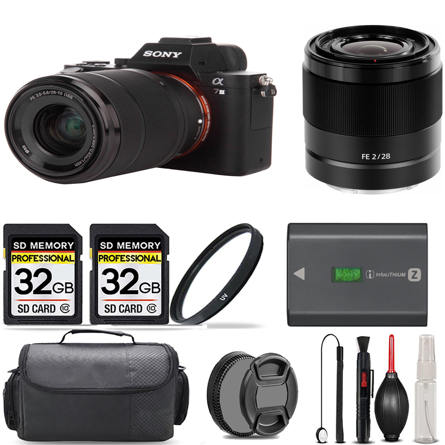 a7 III  Camera + 28-70mm Lens + 28mm f/2 Lens + UV Filter + 64GB & More! *FREE SHIPPING*