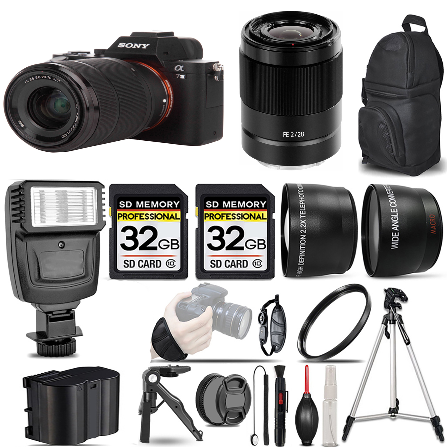 a7 III  Camera + 28-70mm Lens + 28mm f/2 Lens + Flash + 64GB + UV Filter + Tripod *FREE SHIPPING*