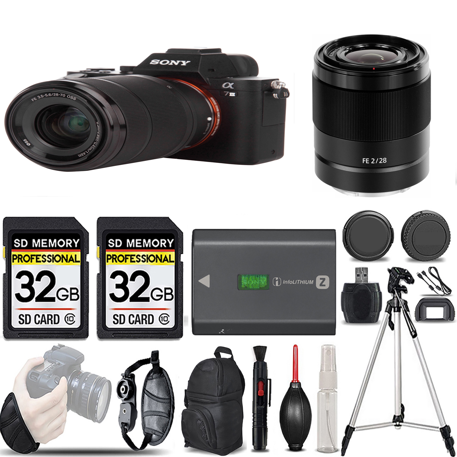 a7 III  Camera + 28-70mm Lens + 28mm f/2 Lens + Extra Battery + 64GB -Basic Kit *FREE SHIPPING*