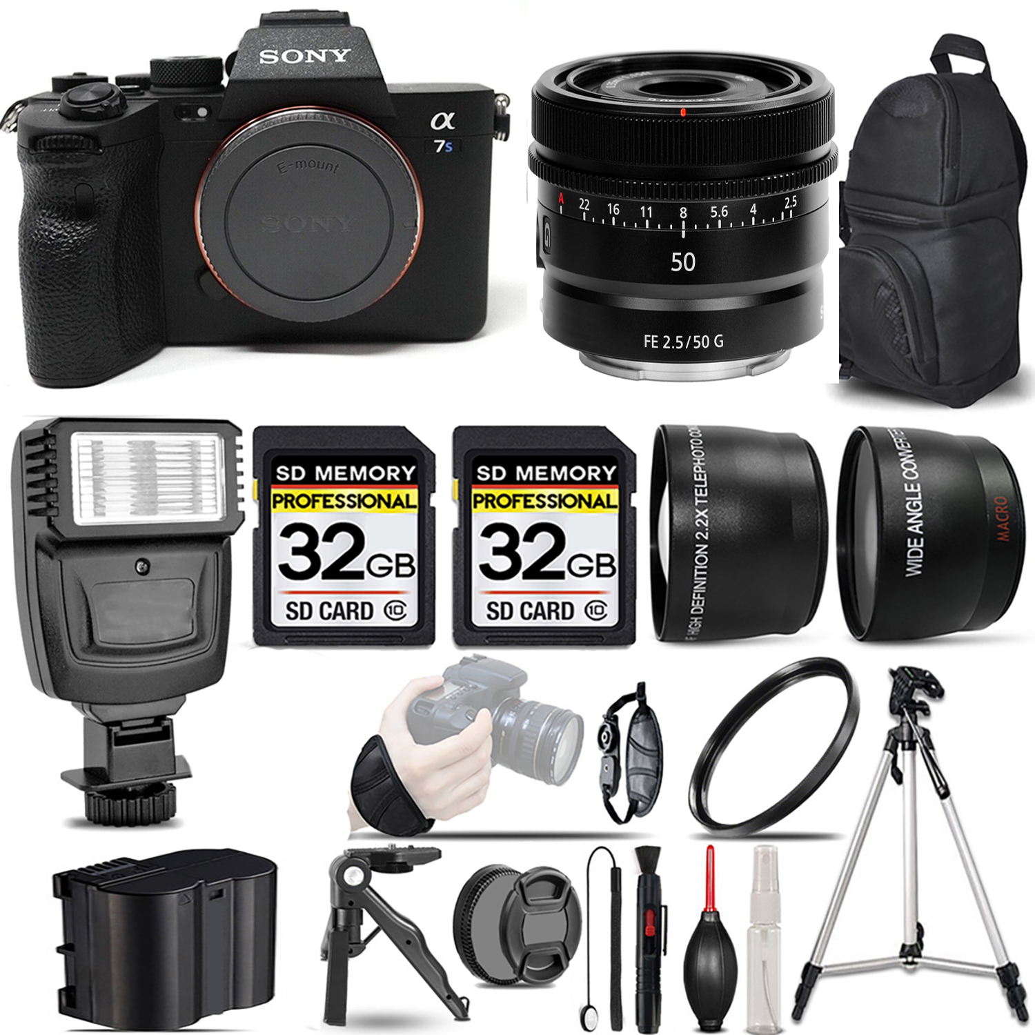 a7S III Mirrorless Camera + 50mm Lens + Flash + 64GB + UV Filter & More! *FREE SHIPPING*