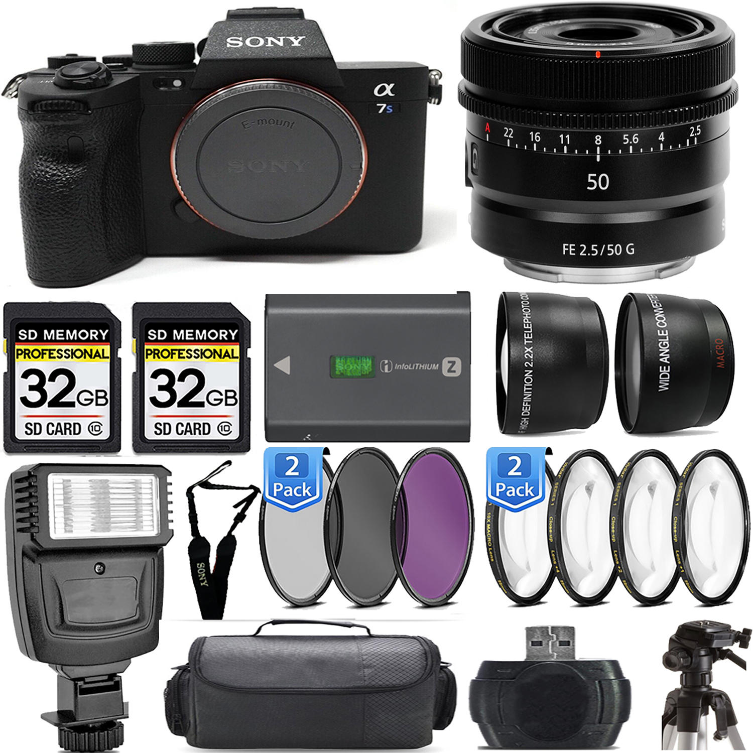 a7S III Mirrorless Camera + 50mm Lens + Flash + Extra Battery - Kit *FREE SHIPPING*