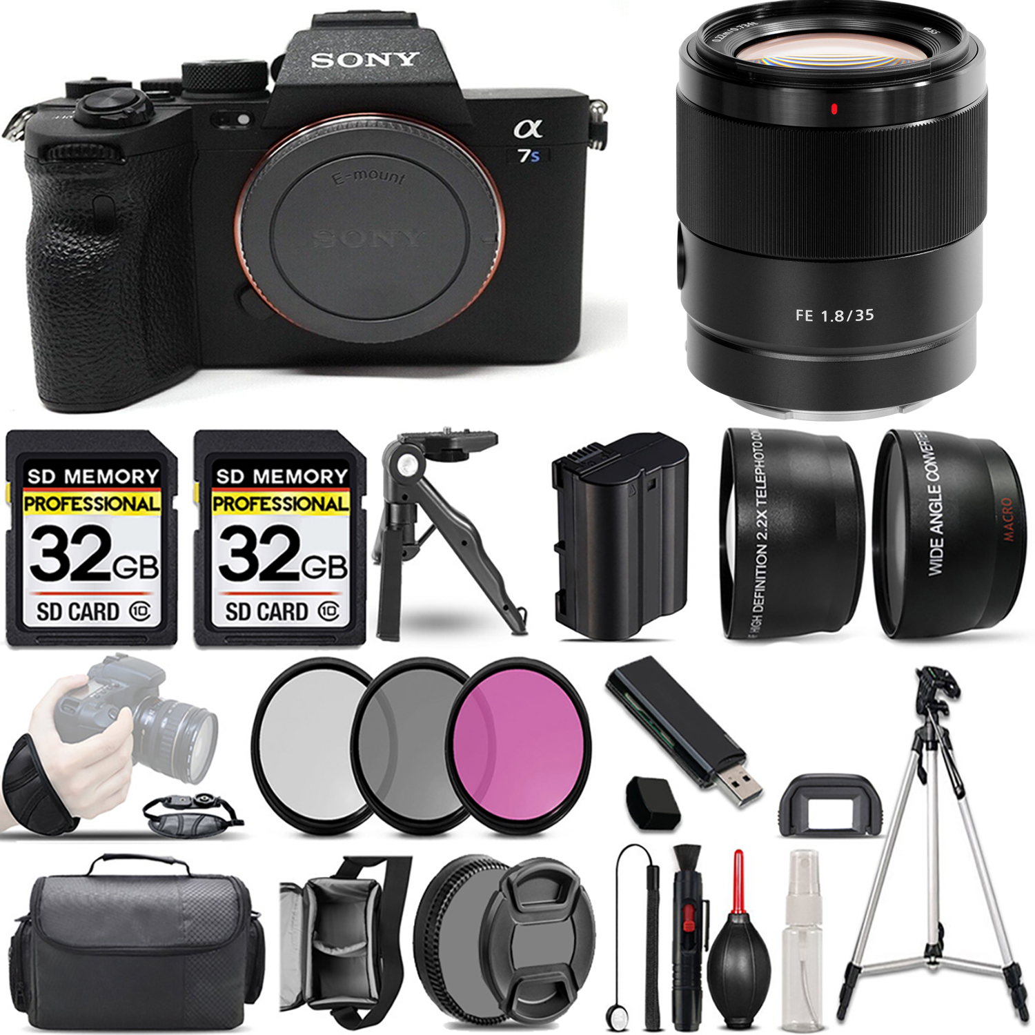 a7S III Mirrorless Camera + 35mm Lens + 3 Piece Filter Set + 64GB + Bag & More! *FREE SHIPPING*