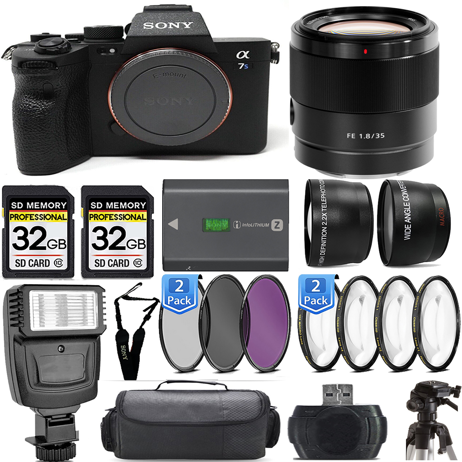 a7S III Mirrorless Camera + 35mm Lens + Extra Battery + Macro Set - Mega Kit *FREE SHIPPING*