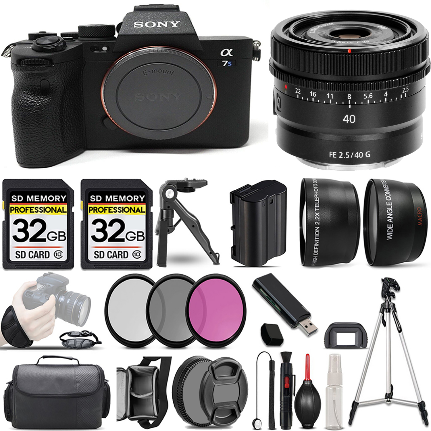 a7S III Mirrorless Camera + 40mm G Lens + 3 Piece Filter Set + 64GB - Basic Kit *FREE SHIPPING*