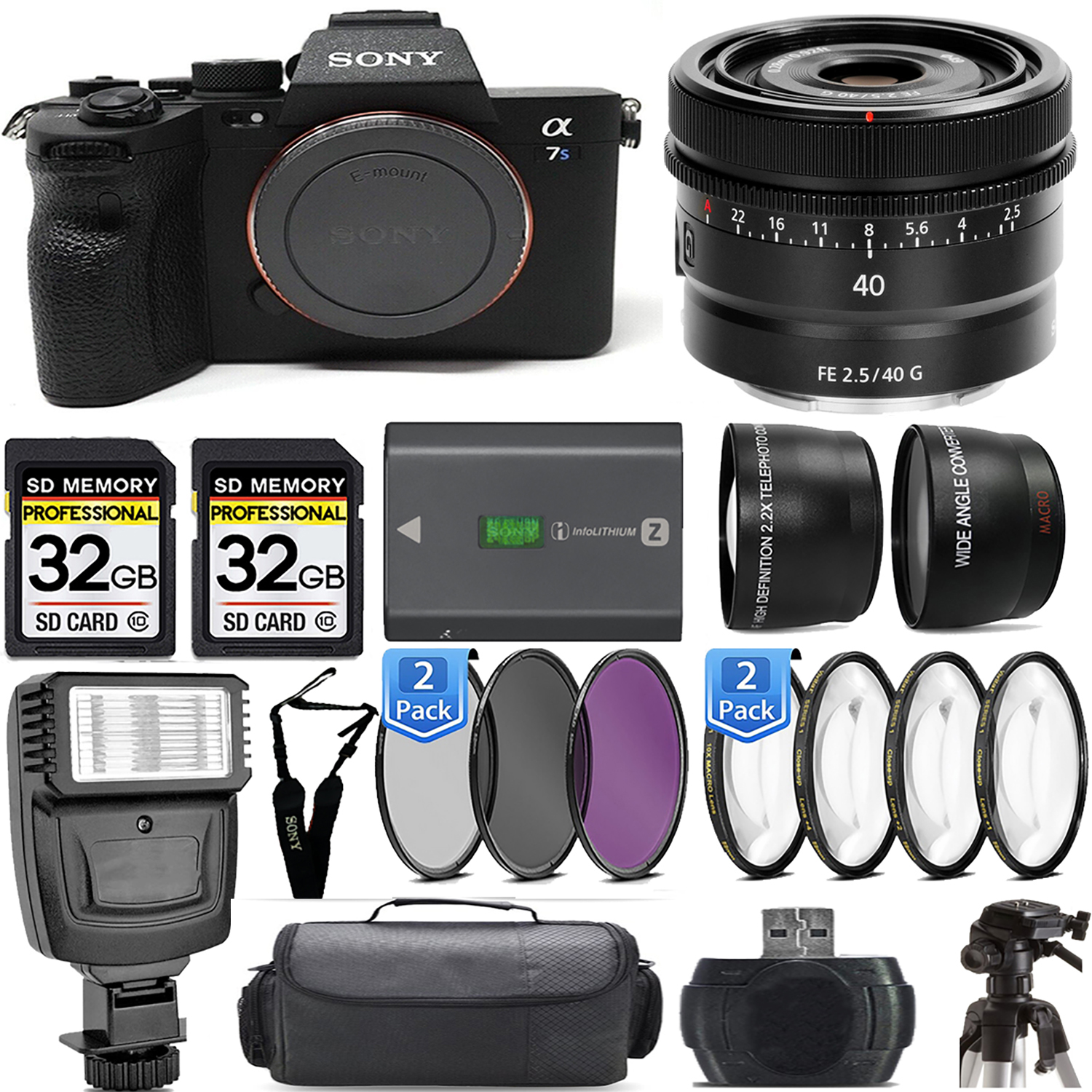 a7S III Mirrorless Camera + 40mm Lens + Extra Battery + Macro Set - Mega Kit *FREE SHIPPING*