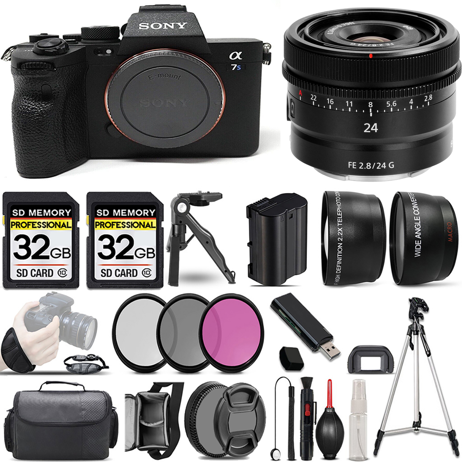 a7S III Mirrorless Camera + 24mm G Lens + 3 Piece Filter Set + 64GB - Basic Kit *FREE SHIPPING*