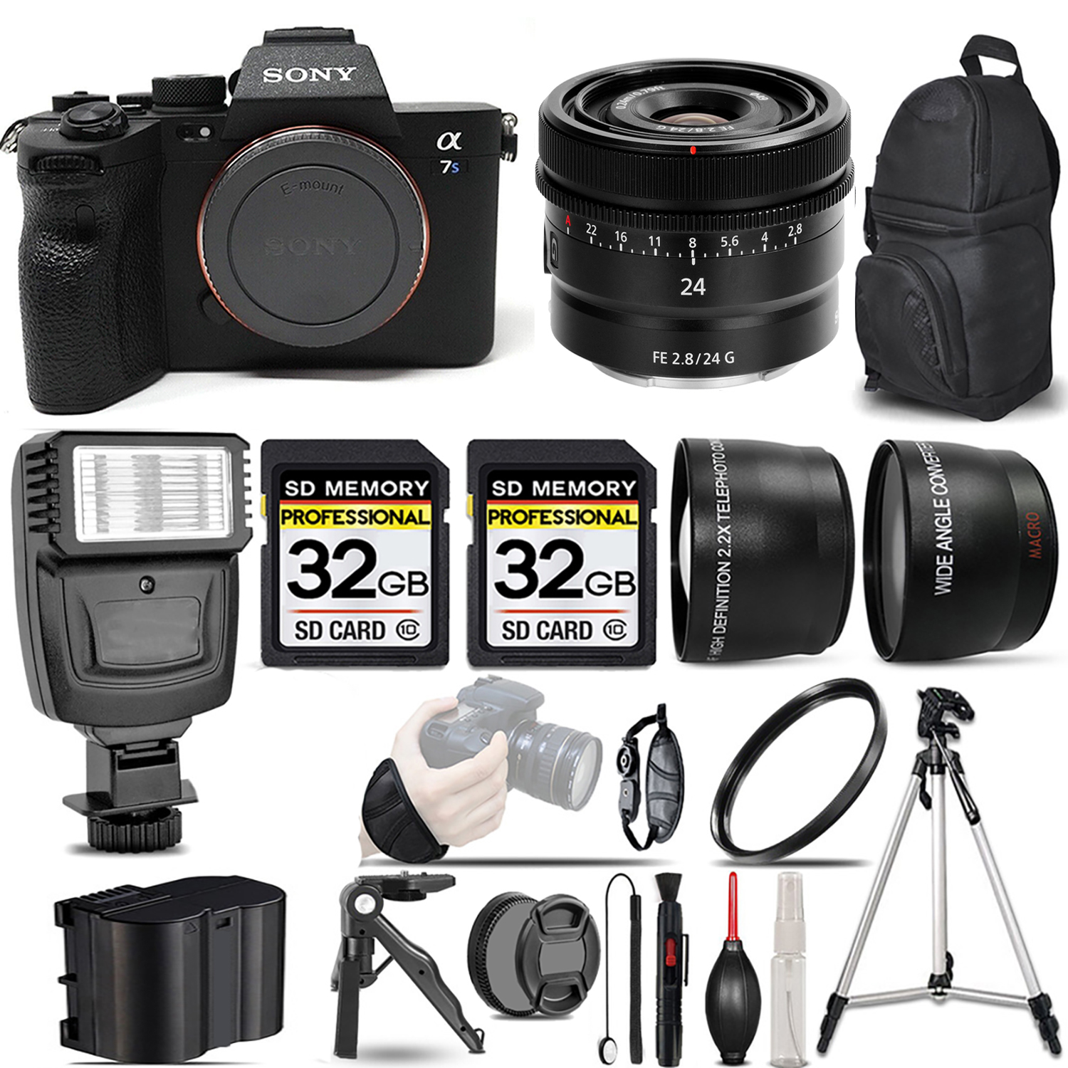 a7S III Mirrorless Camera + 24mm f/2.8 G Lens + Flash + 64GB + Bag & More! *FREE SHIPPING*