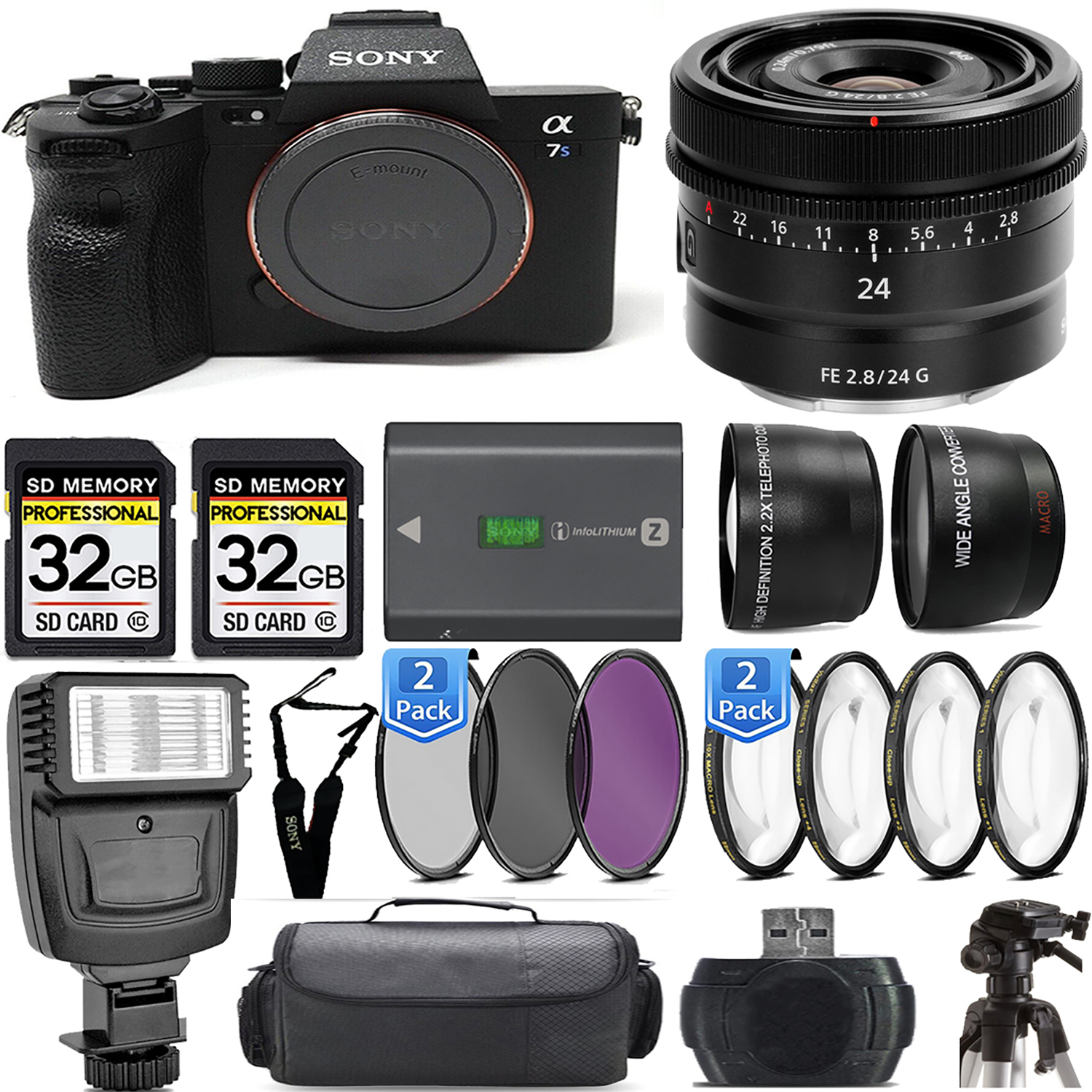 a7S III Mirrorless Camera + 24mm Lens + Extra Battery + Macro Set - Mega Kit *FREE SHIPPING*