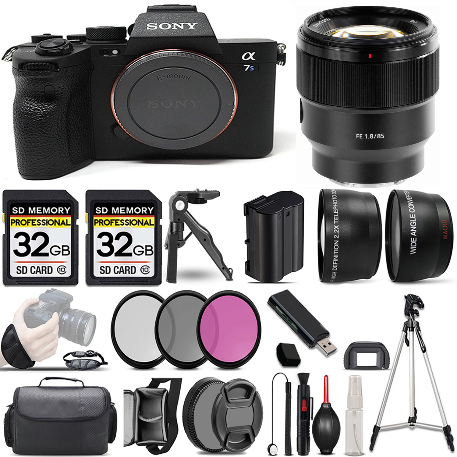a7S III Mirrorless Camera + 85mm Lens + 3 Piece Filter Set + 64GB - Basic Kit *FREE SHIPPING*