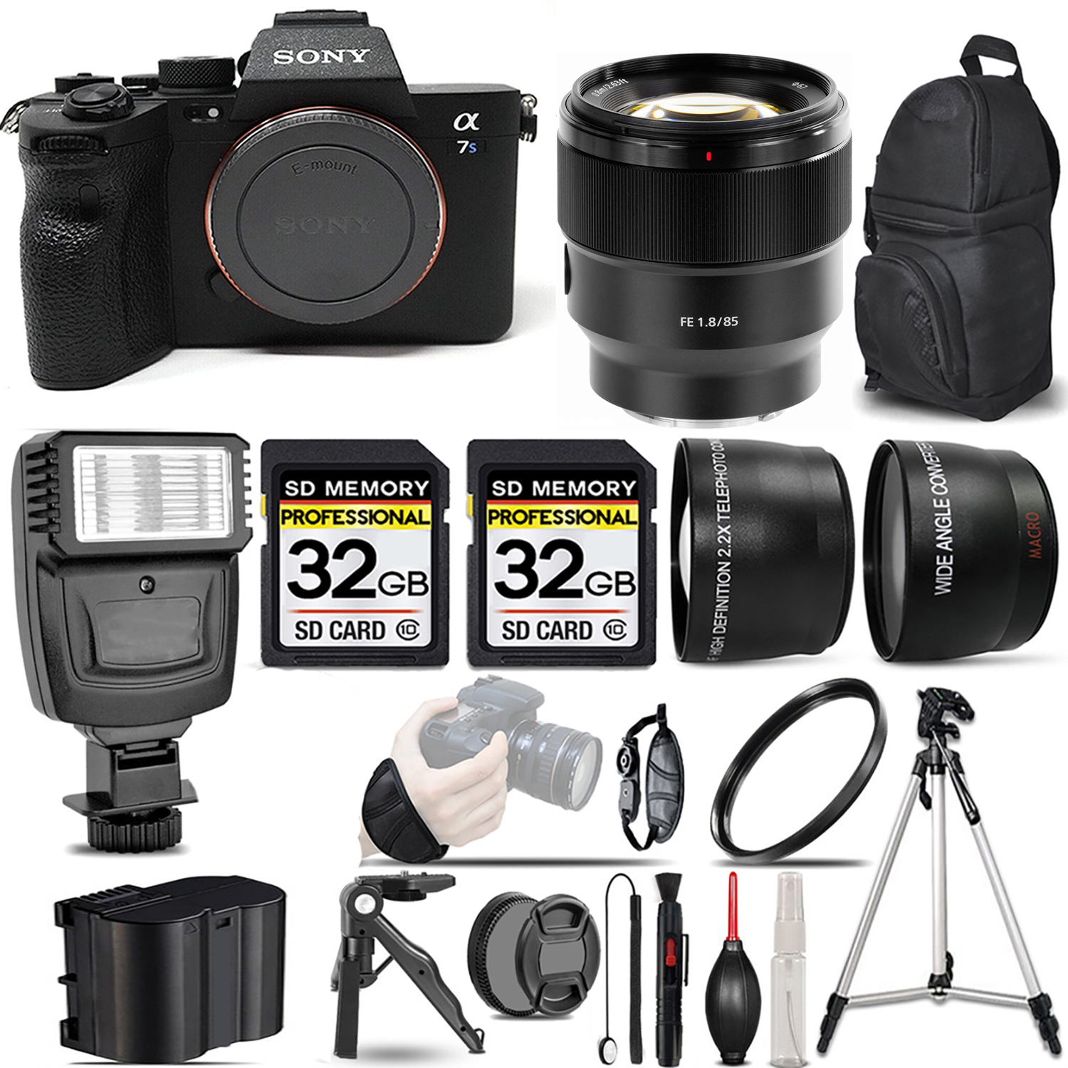 a7S III Mirrorless Camera + 85mm f/1.8 Lens + Flash + 64GB + UV Filter- Kit *FREE SHIPPING*