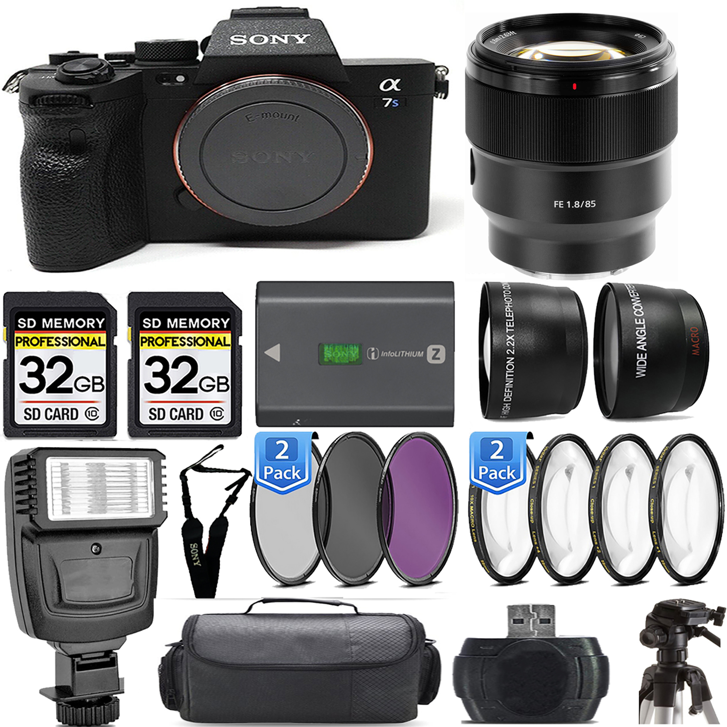 a7S III Mirrorless Camera + 85mm Lens + Extra Battery + Macro Set - Mega Kit *FREE SHIPPING*